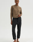 Fine Wool Crewneck Cardigan, Brown