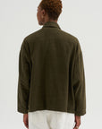 Natural Brushed Linen Cotton Twill Relaxed Coverall Jacket, Khaki
