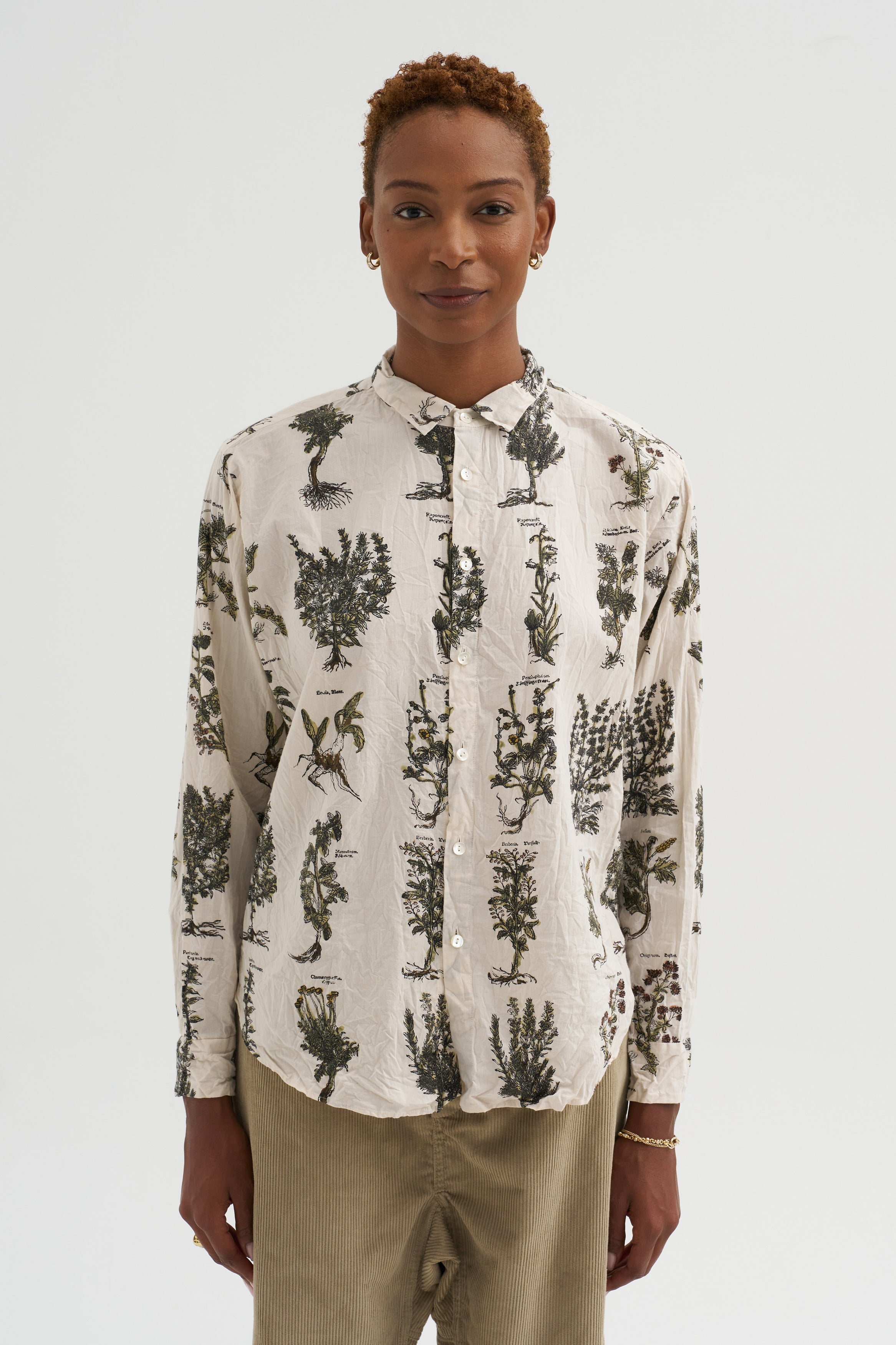 Relax Herbal Print Shirt, Ivory – Kick Pleat