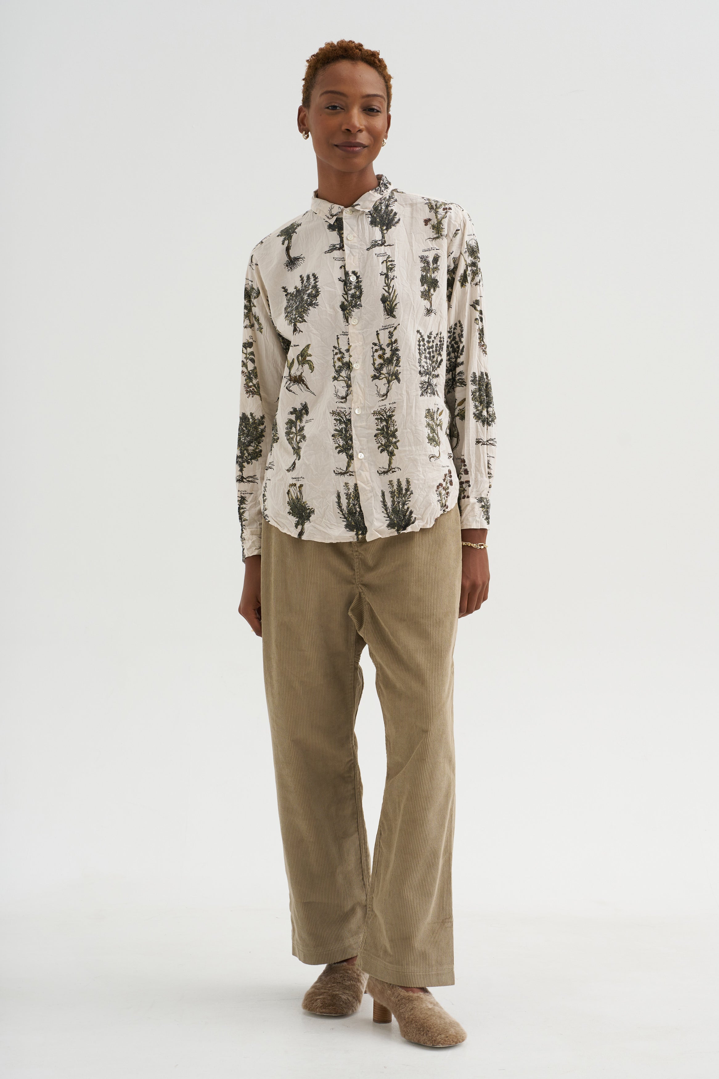 Relax Herbal Print Shirt, Ivory – Kick Pleat