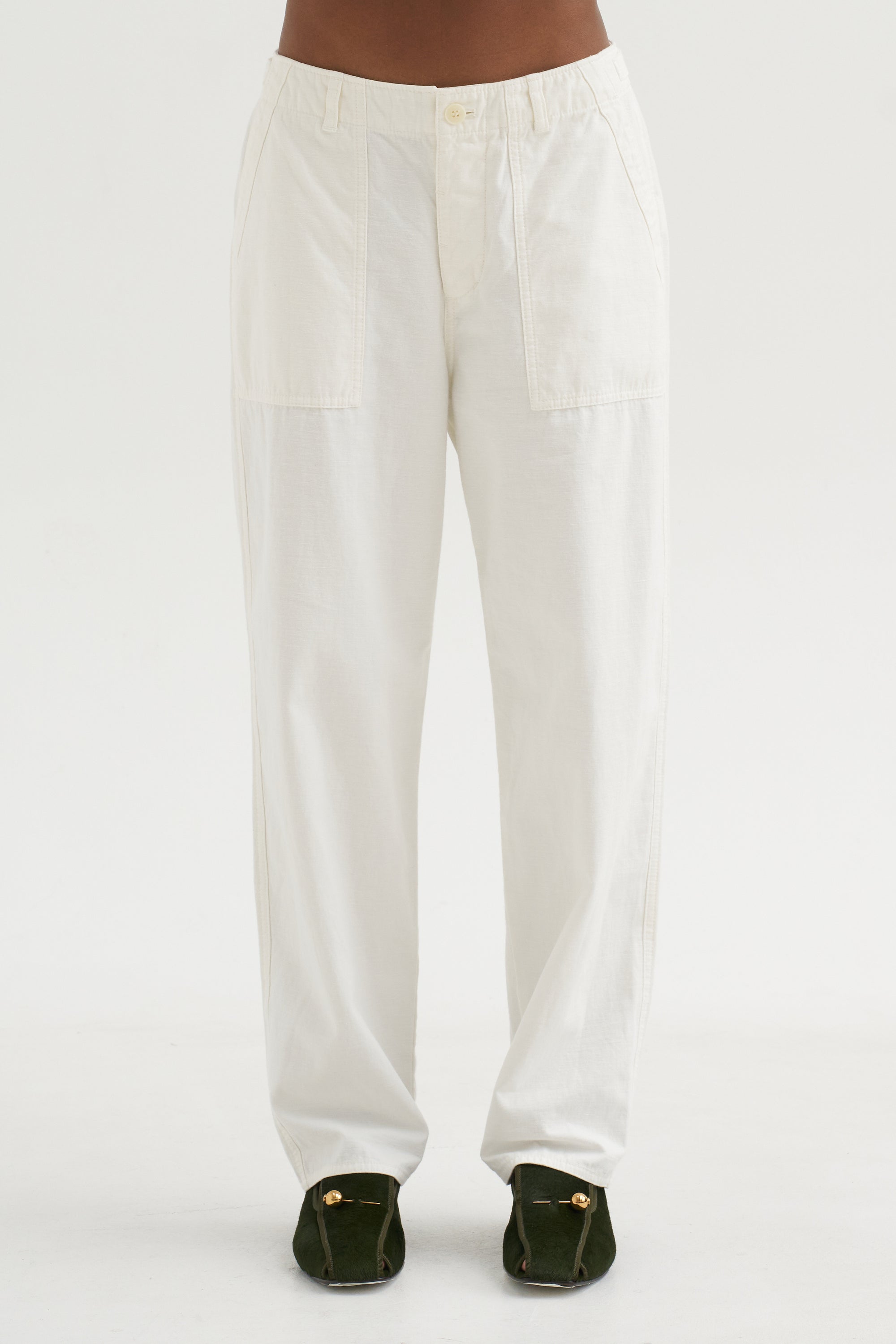 Brushed Cotton Baker Pants, White