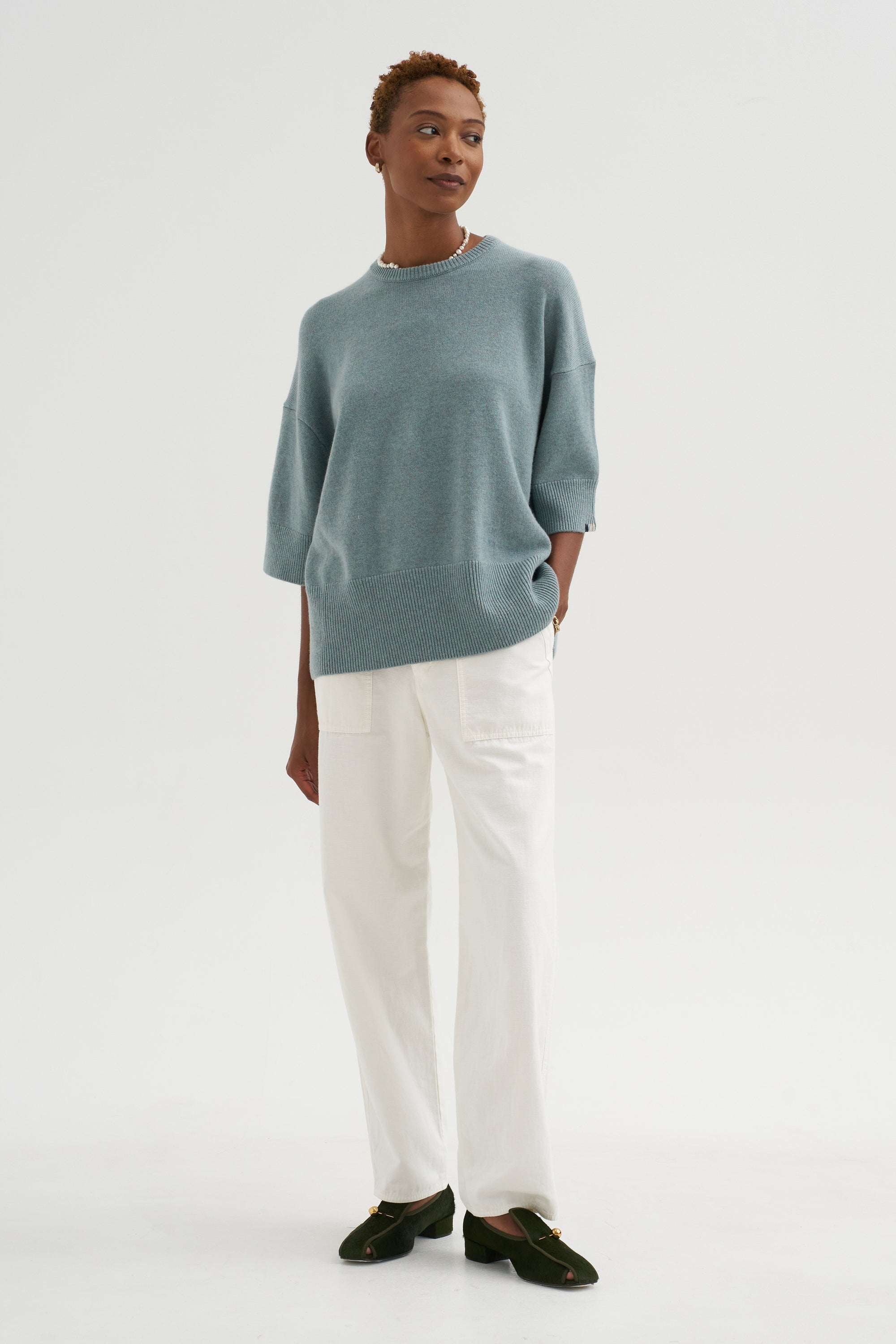 Brushed Cotton Baker Pants, White