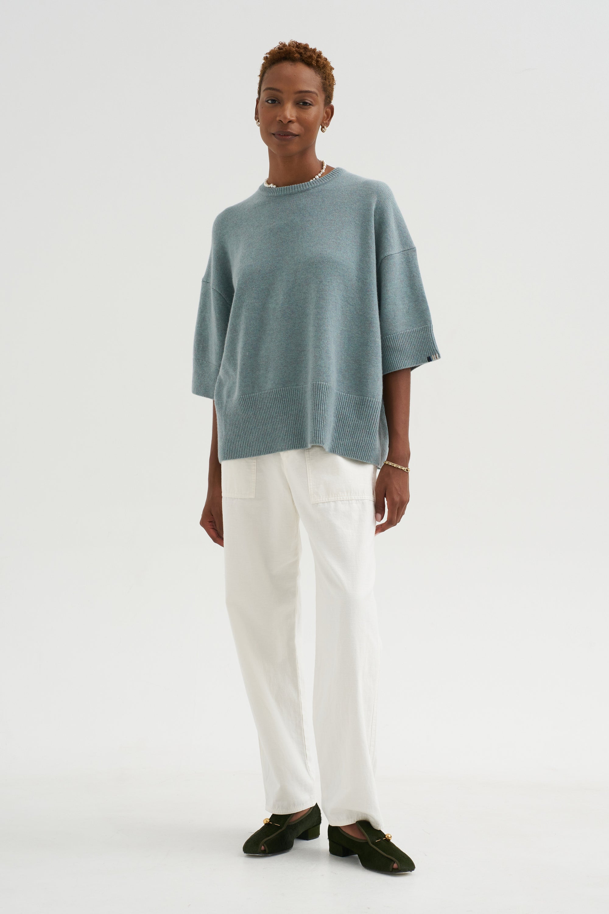Brushed Cotton Baker Pants, White
