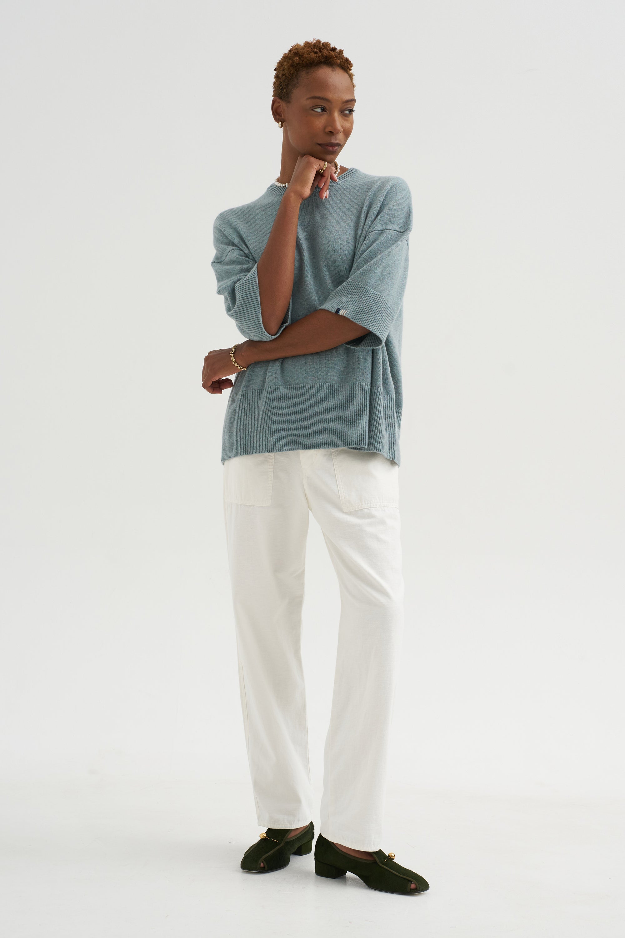 Brushed Cotton Baker Pants, White