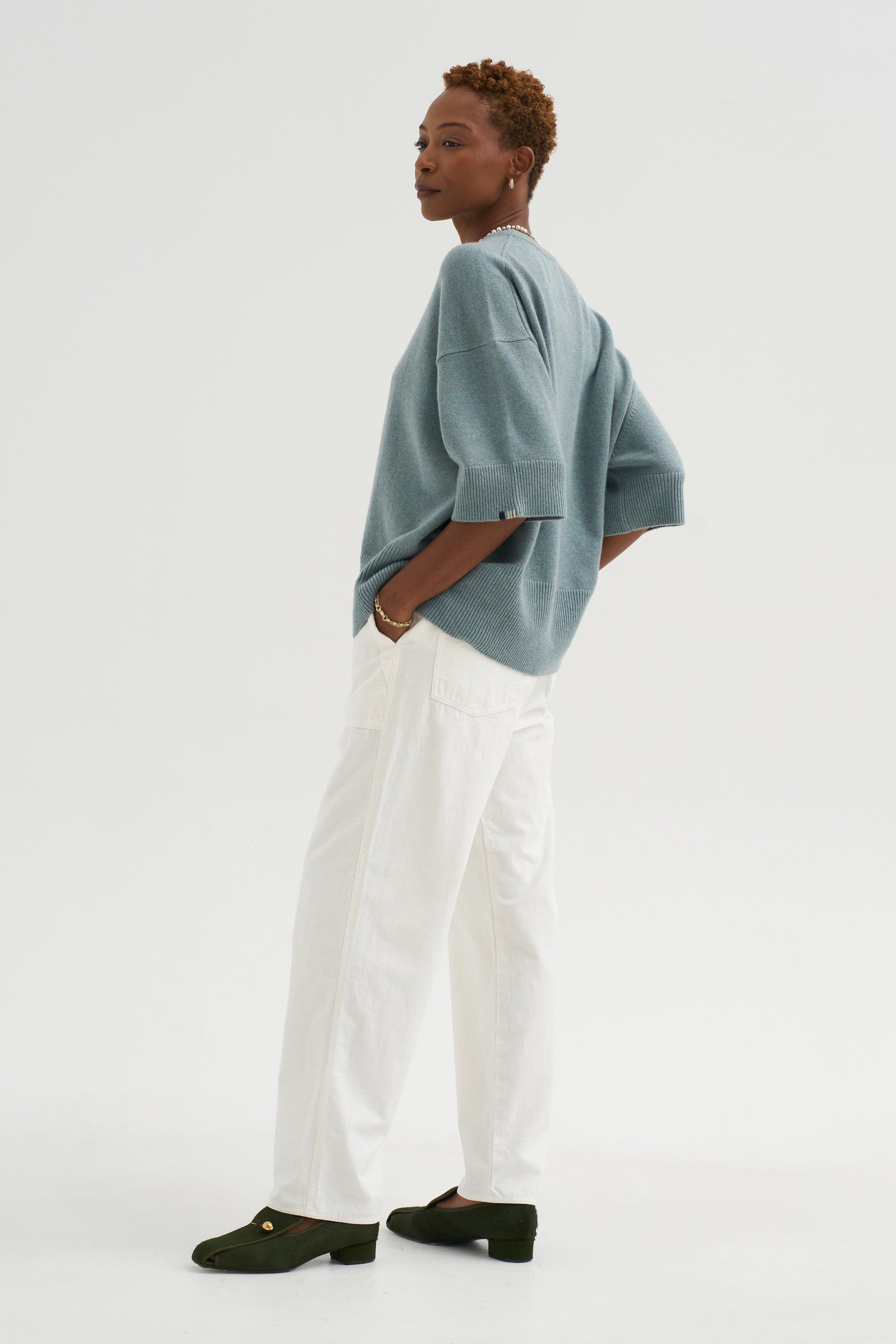 Brushed Cotton Baker Pants, White