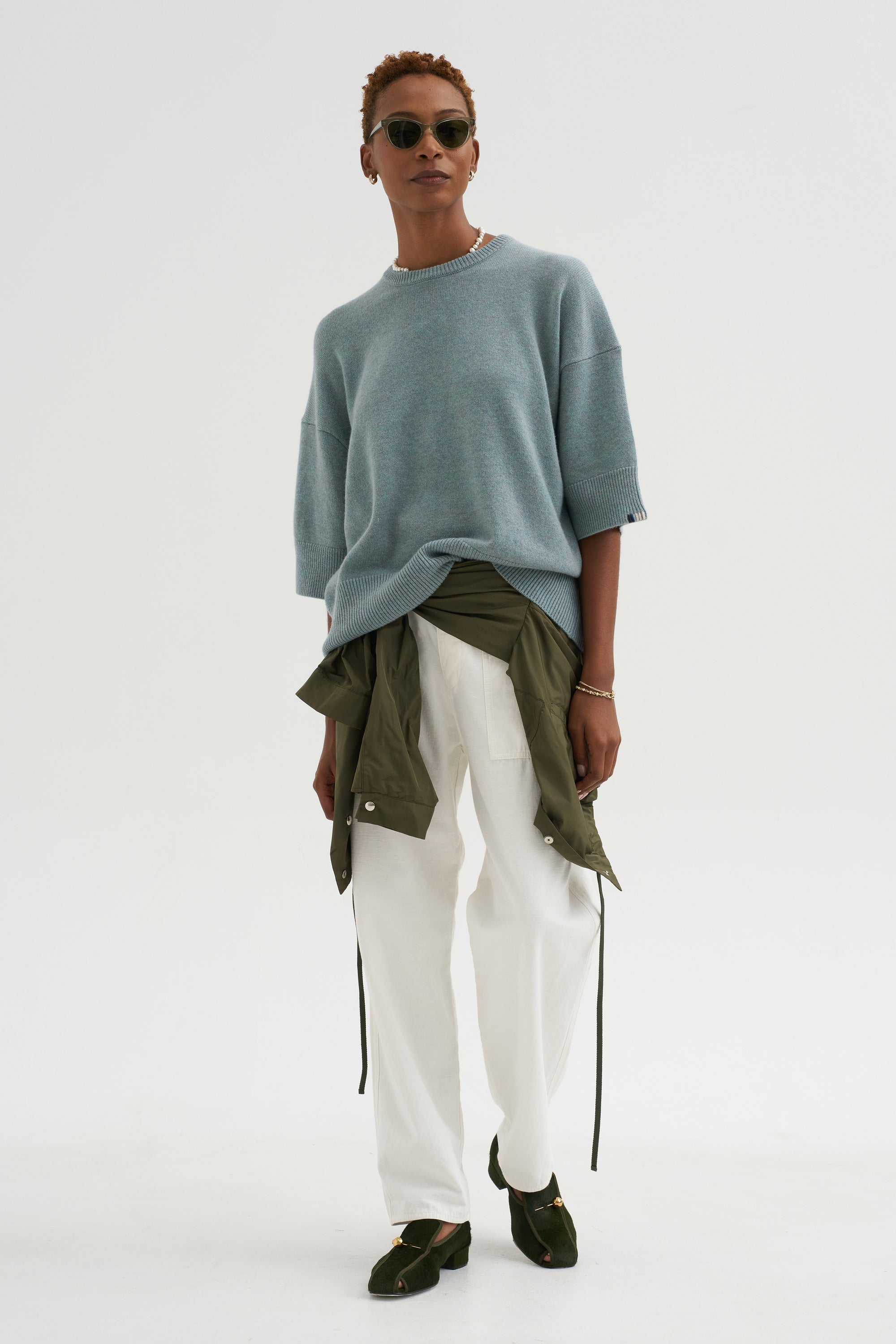 Brushed Cotton Baker Pants, White