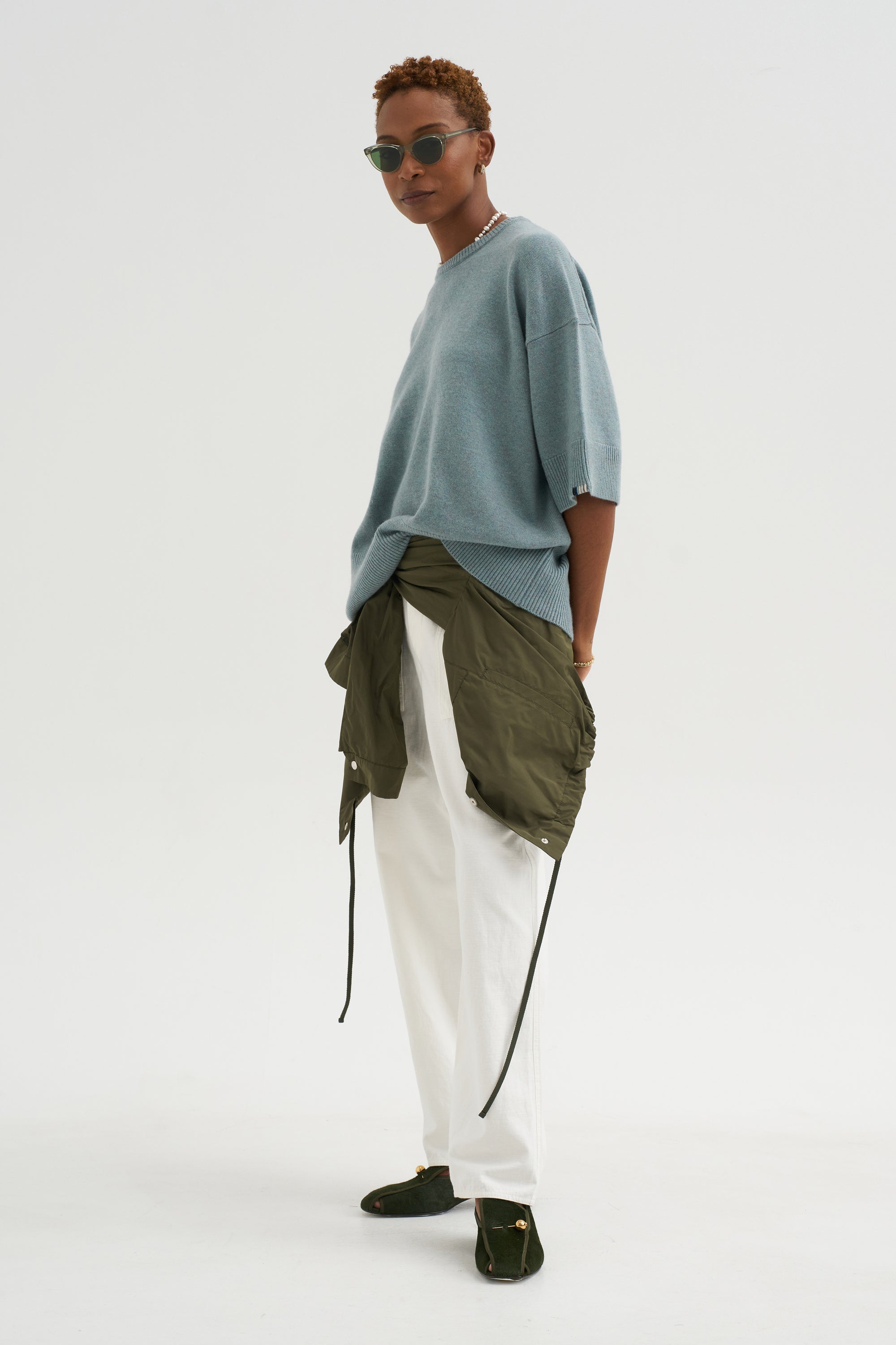 Brushed Cotton Baker Pants, White