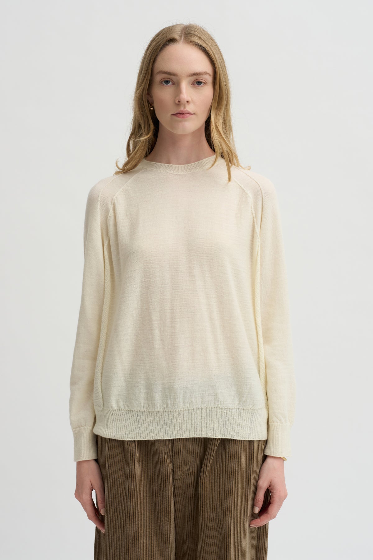 Crewneck Pullover Airy Merino, Ivory