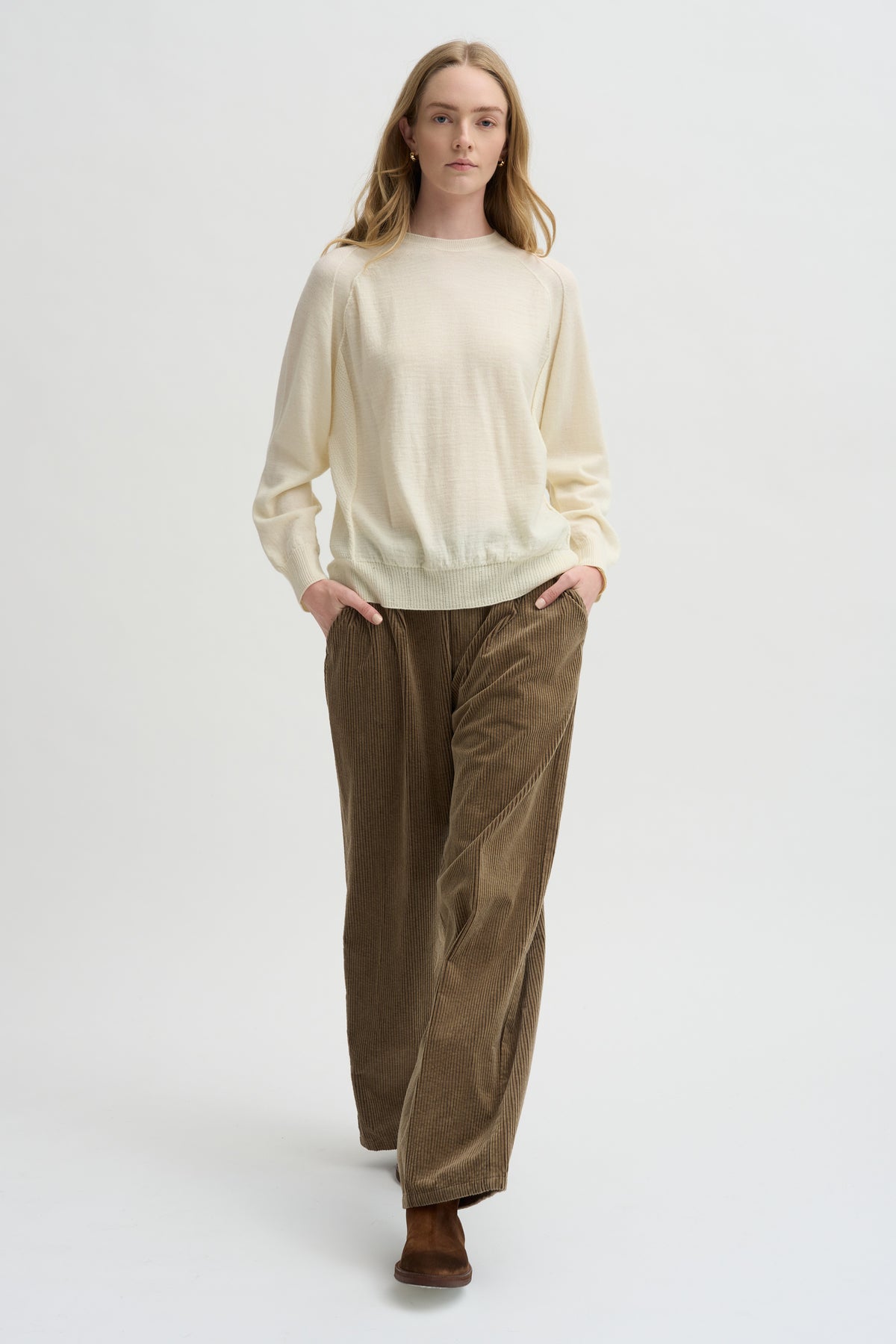 Crewneck Pullover Airy Merino, Ivory