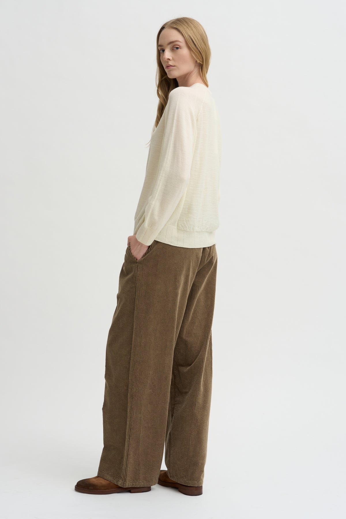 Crewneck Pullover Airy Merino, Ivory