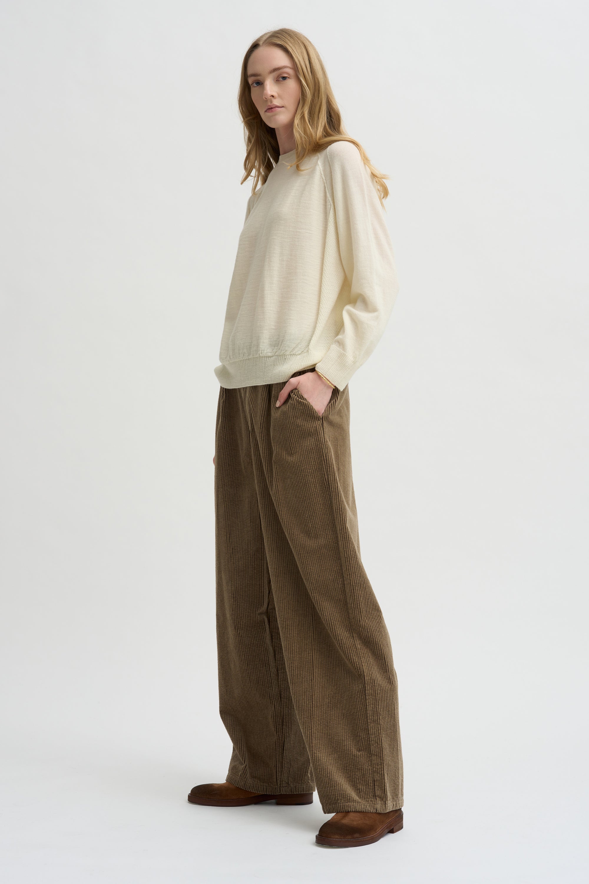 Crewneck Pullover Airy Merino, Ivory