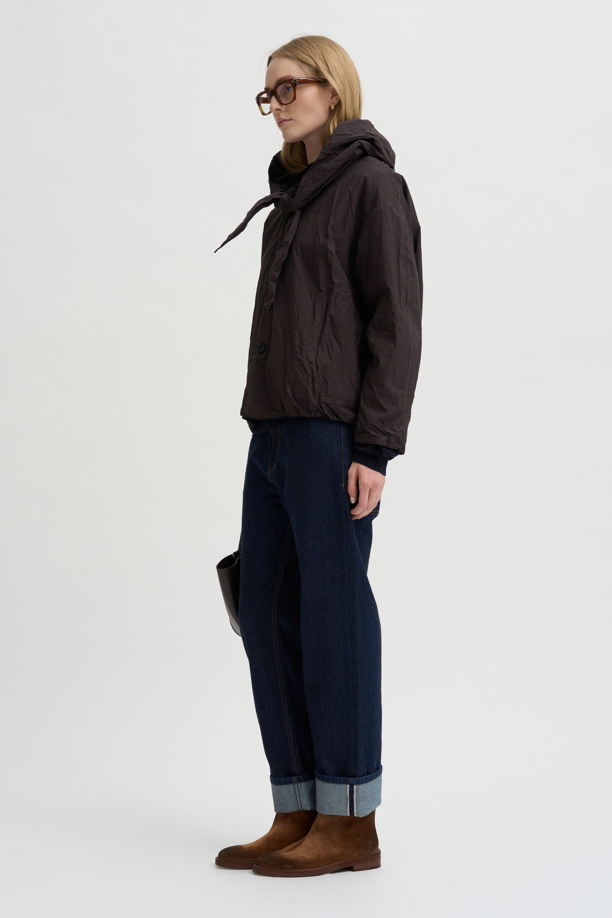 Reversible Short Jacket, Brown