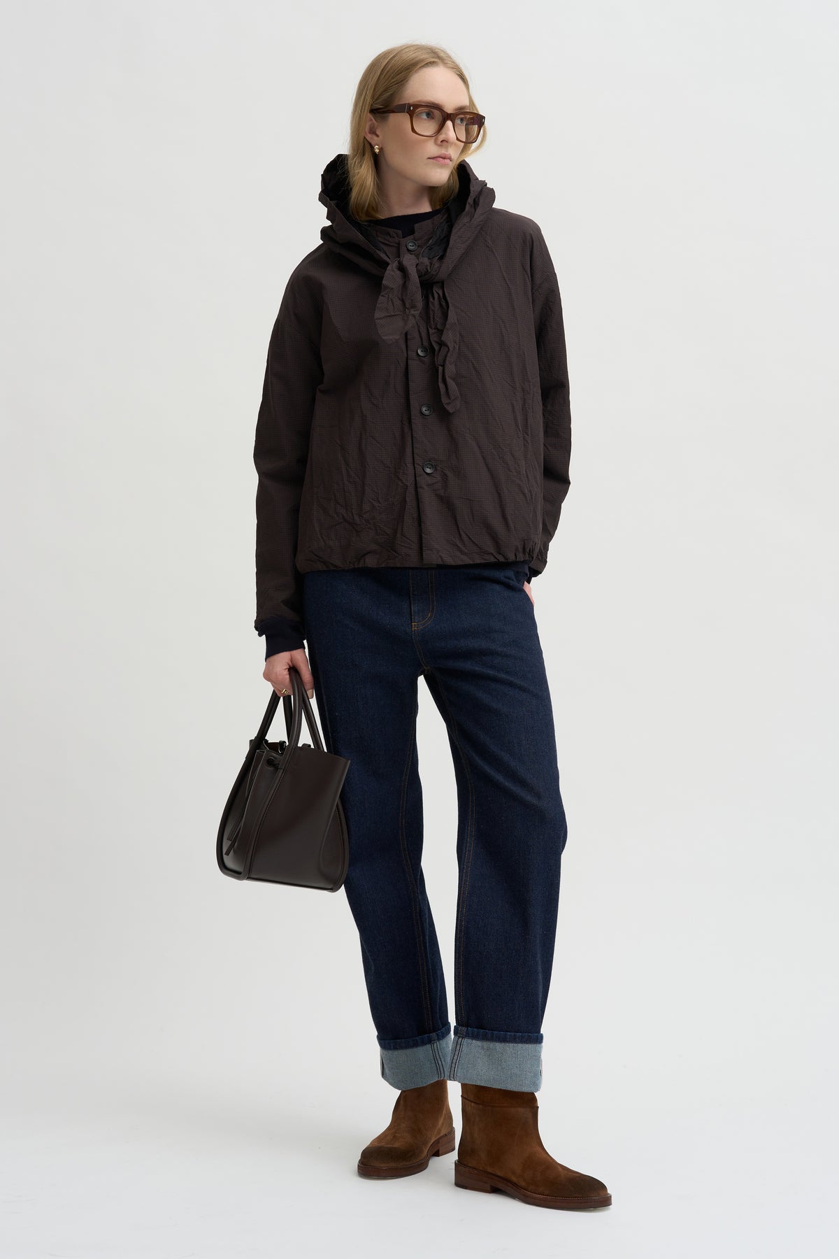 Reversible Short Jacket, Brown