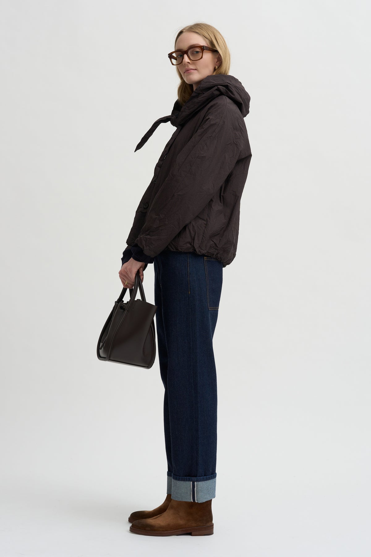 Reversible Short Jacket, Brown