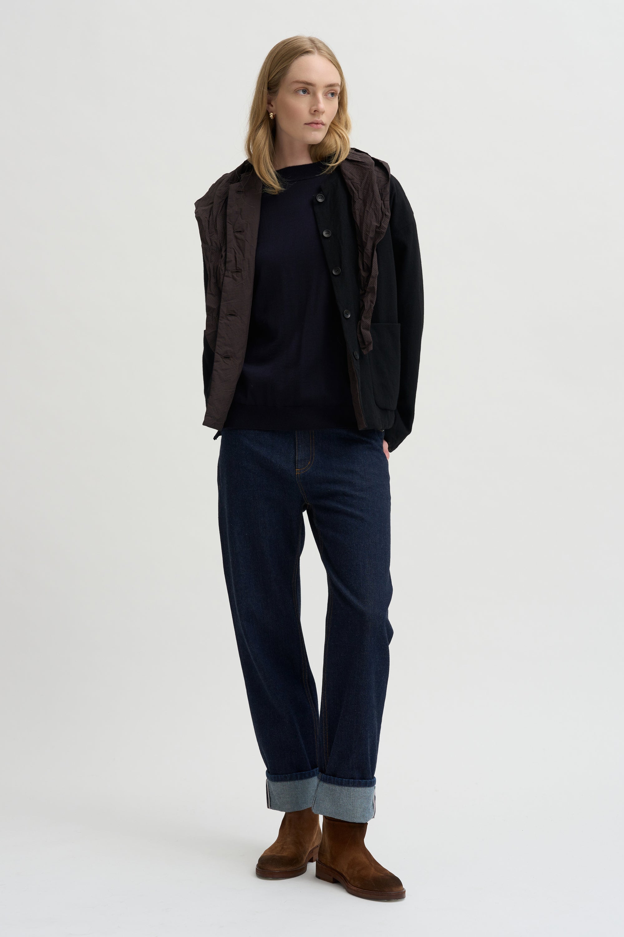 Reversible Short Jacket, Brown