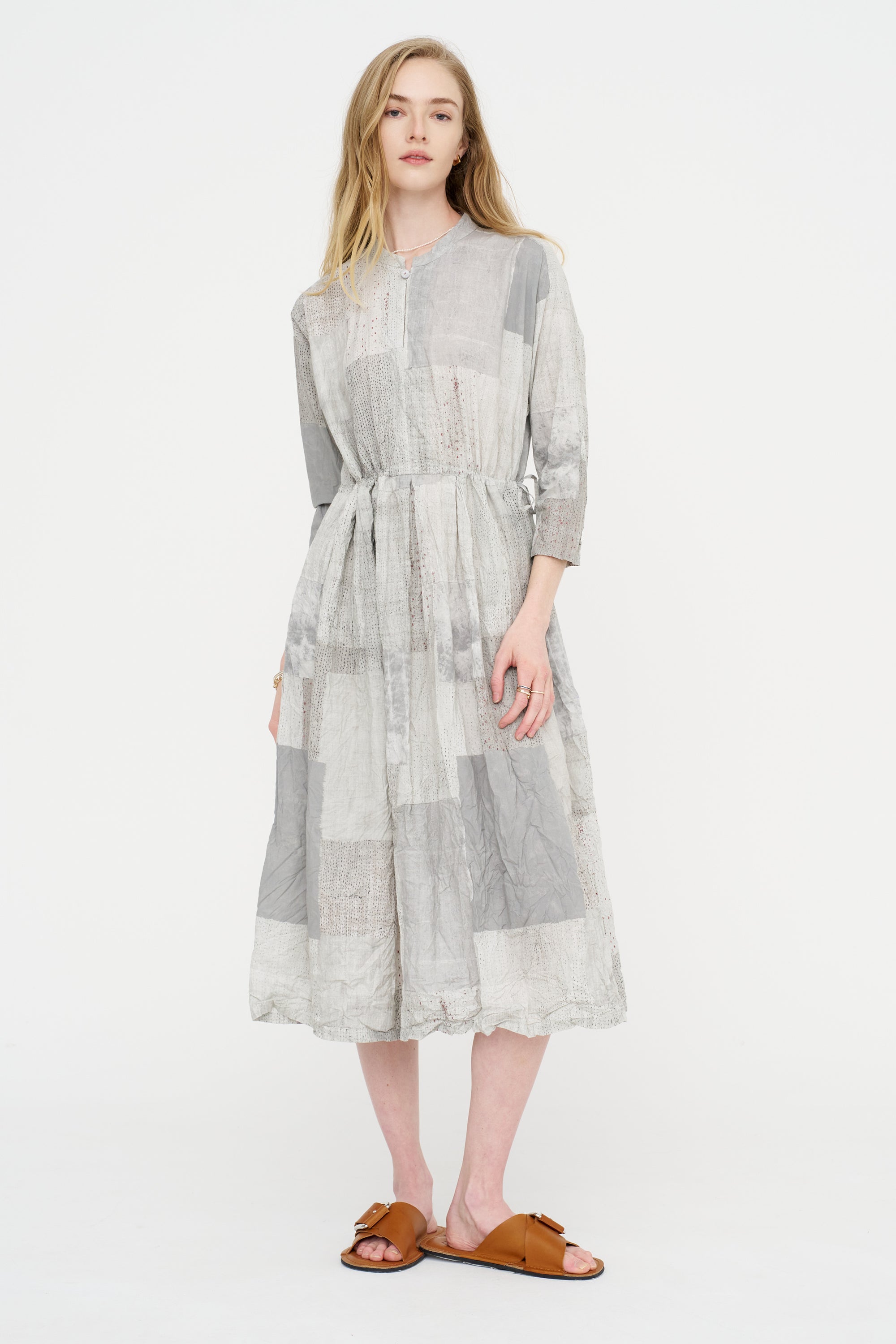 Tsugihagi Print Dress, Ivory