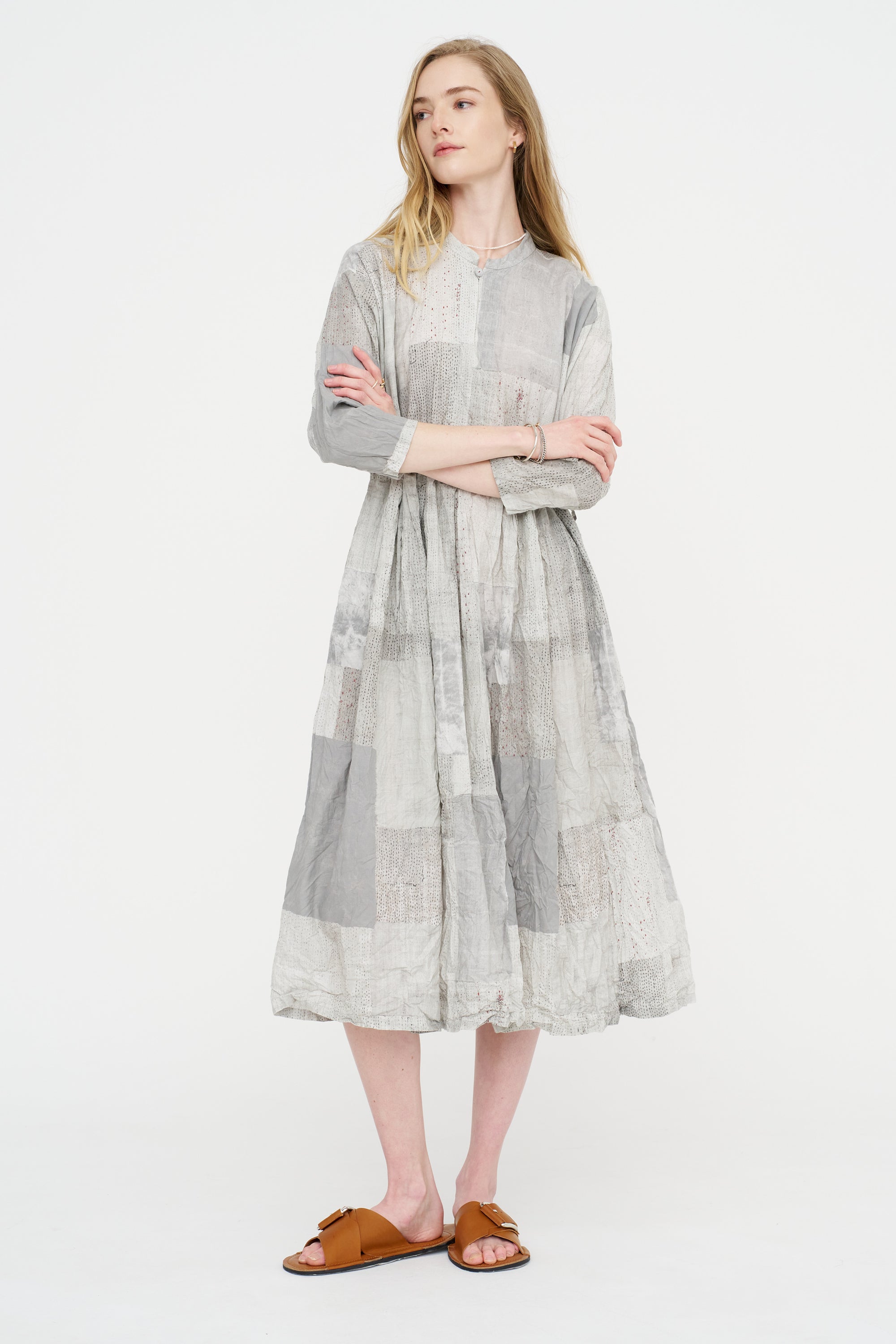 Tsugihagi Print Dress, Ivory