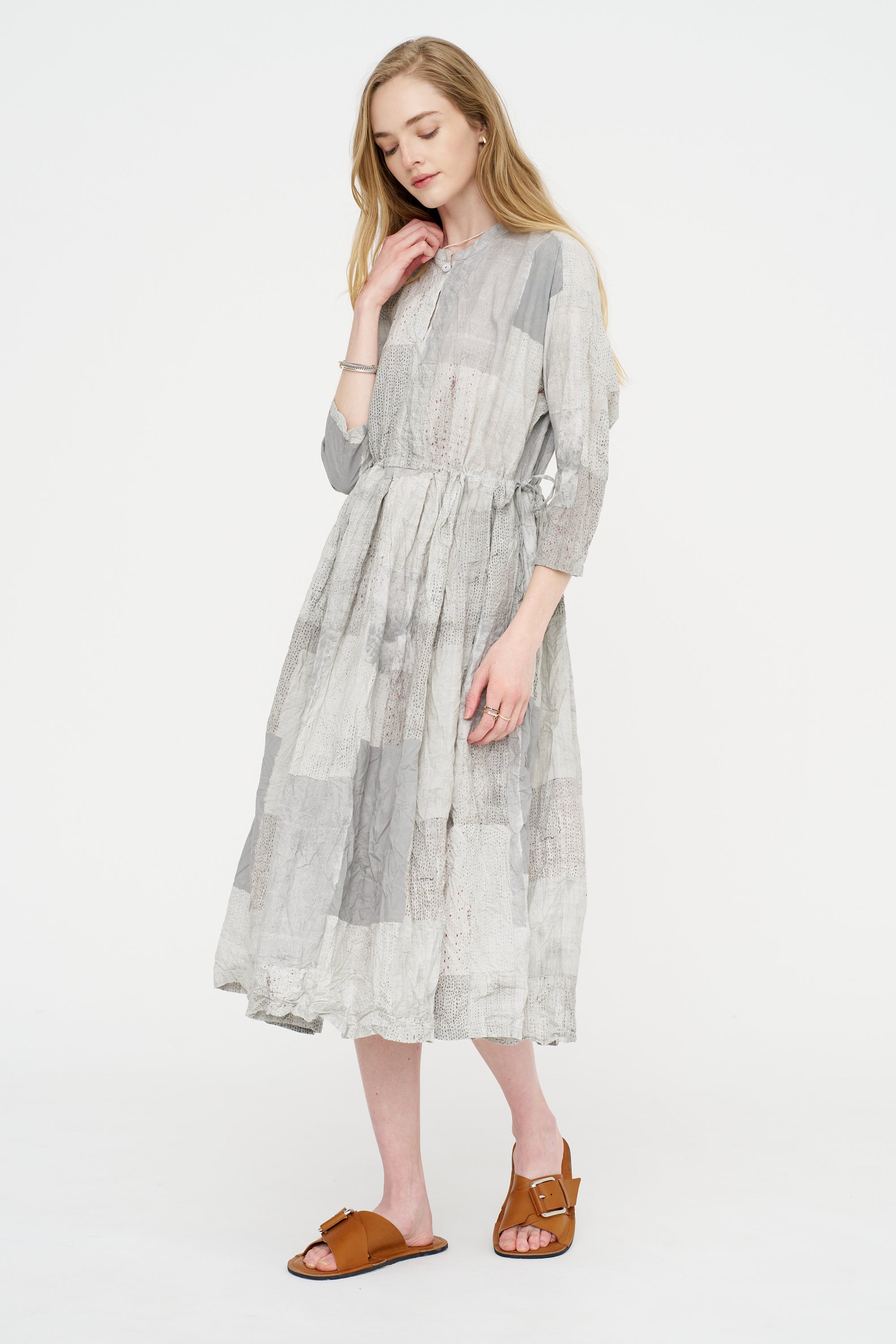 Tsugihagi Print Dress, Ivory