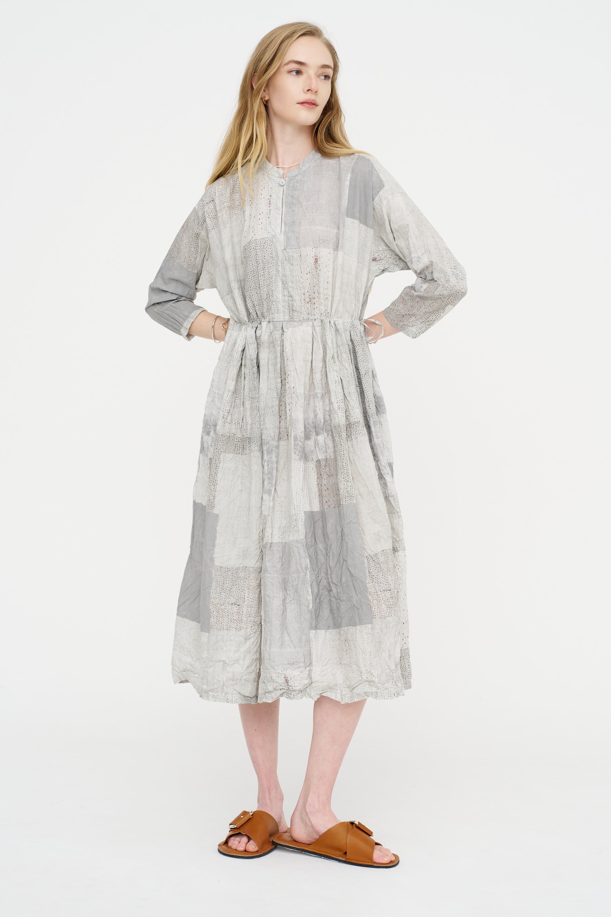 Tsugihagi Print Dress, Ivory