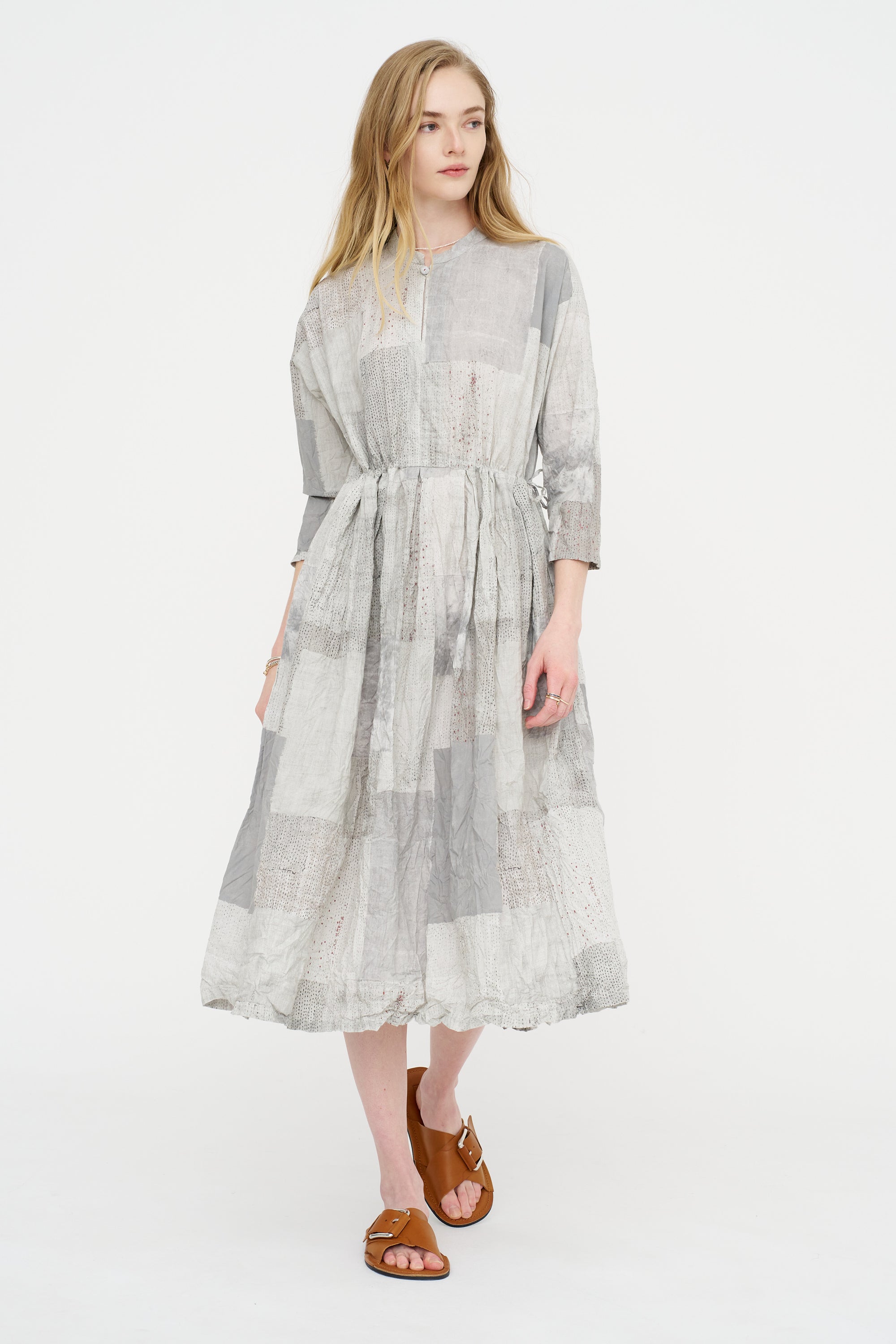 Tsugihagi Print Dress, Ivory