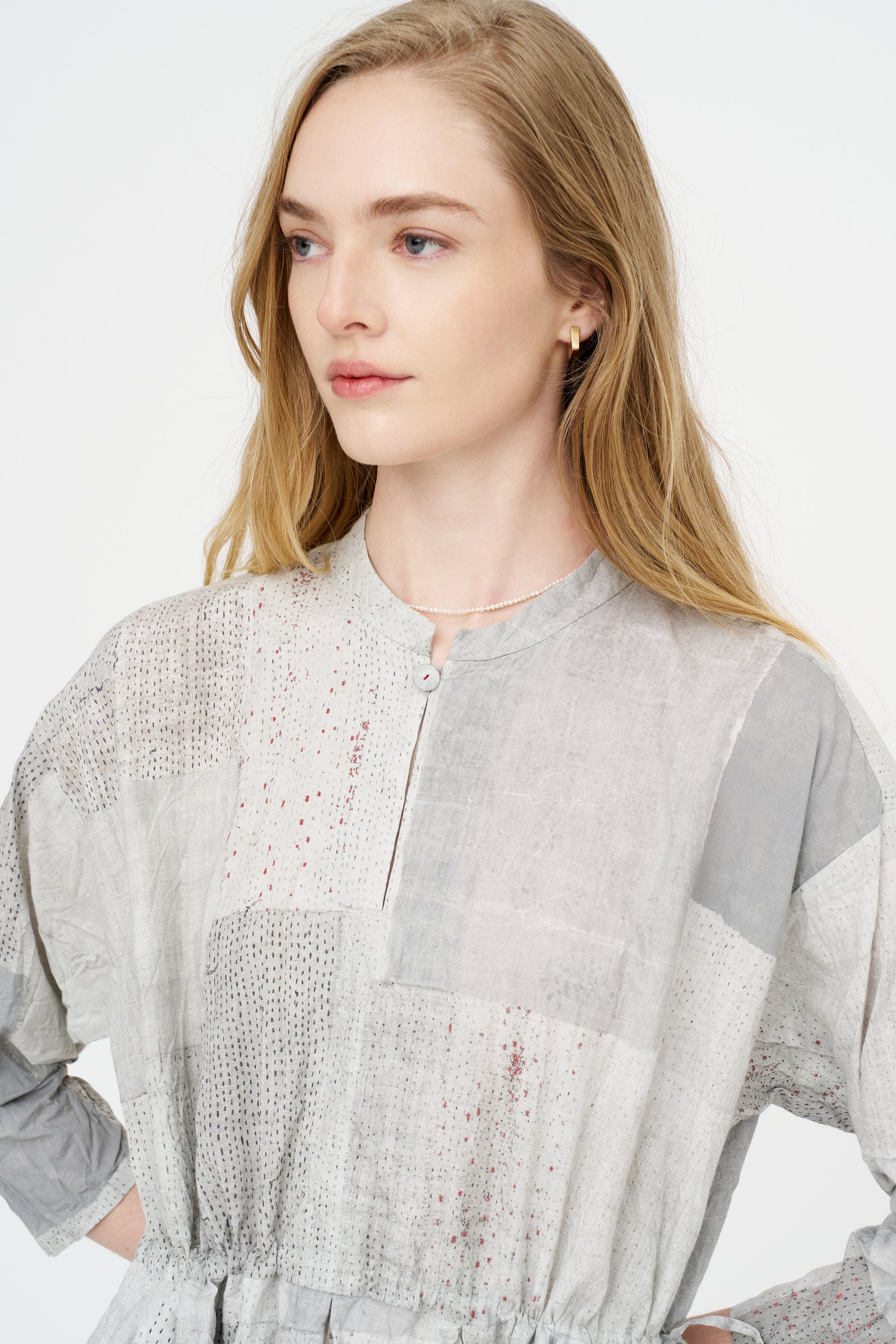 Tsugihagi Print Dress, Ivory