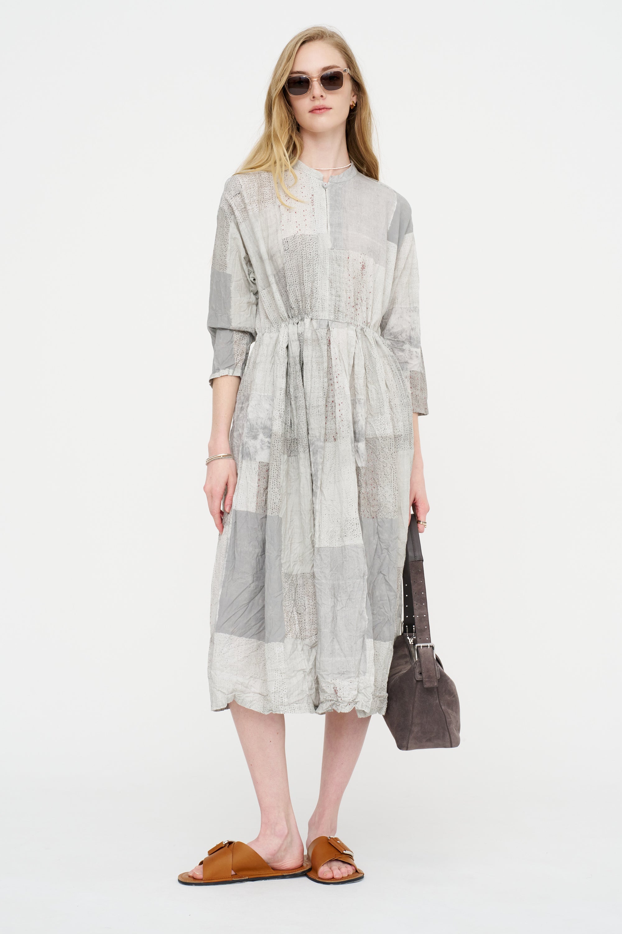Tsugihagi Print Dress, Ivory