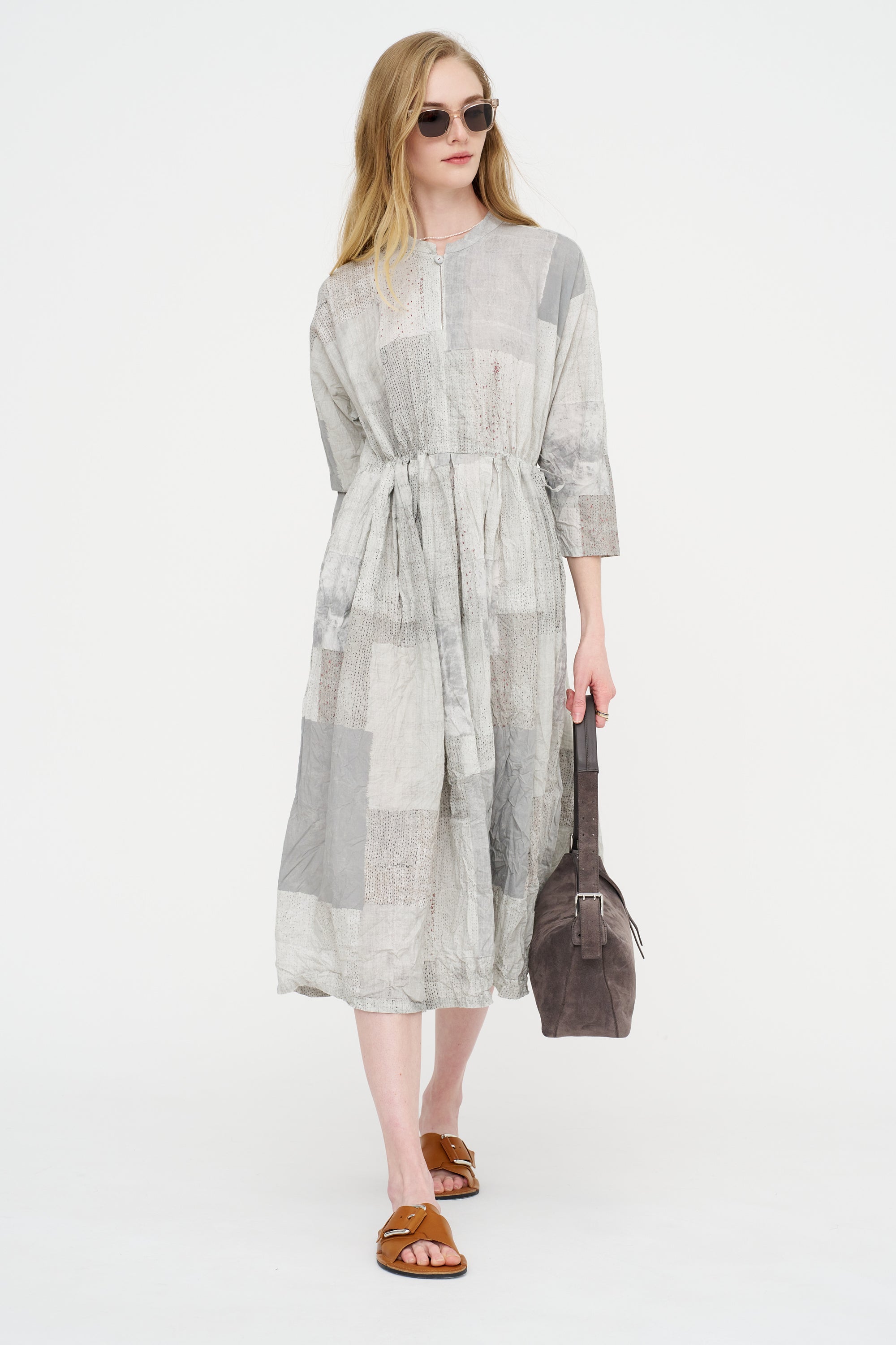 Tsugihagi Print Dress, Ivory