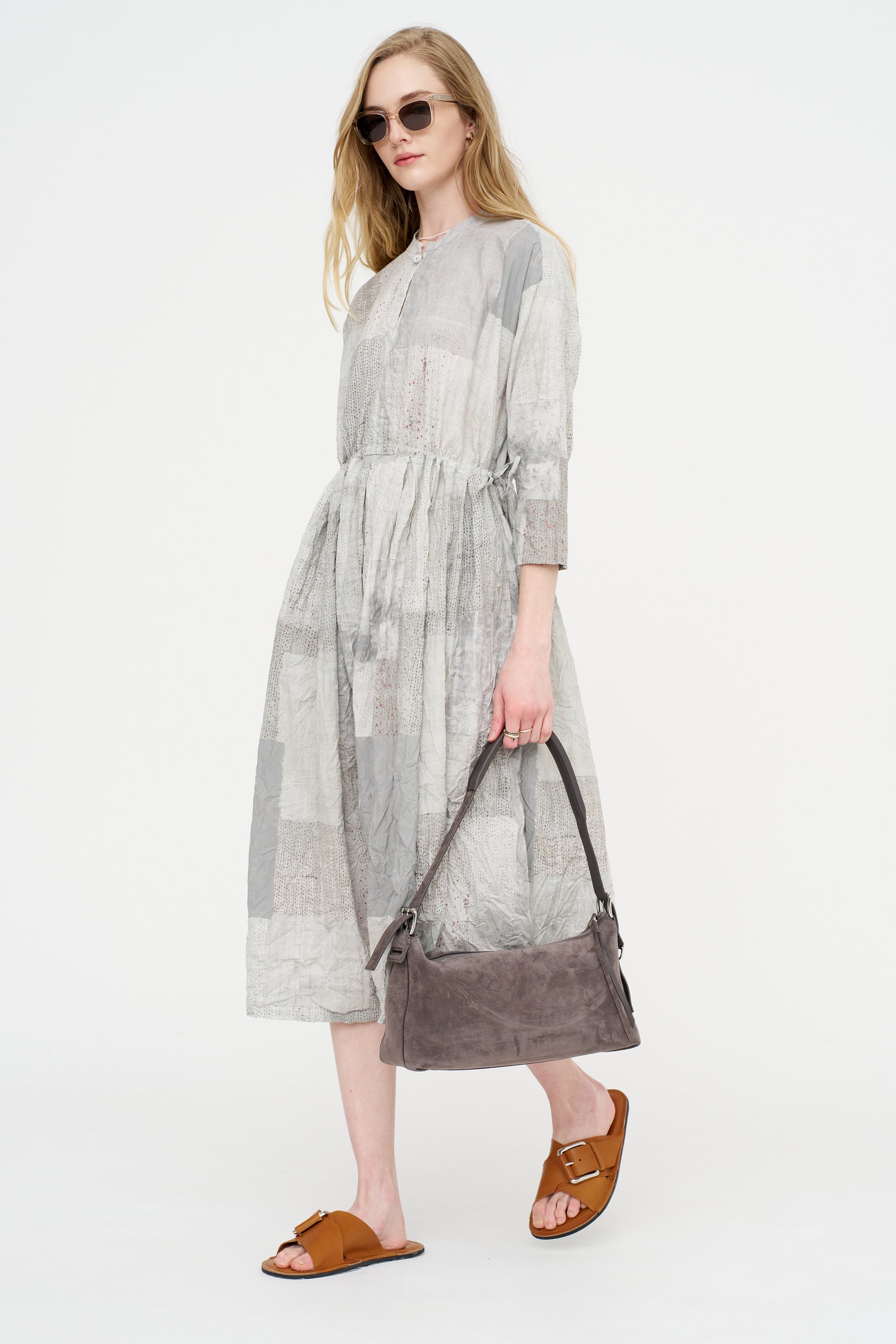 Tsugihagi Print Dress, Ivory