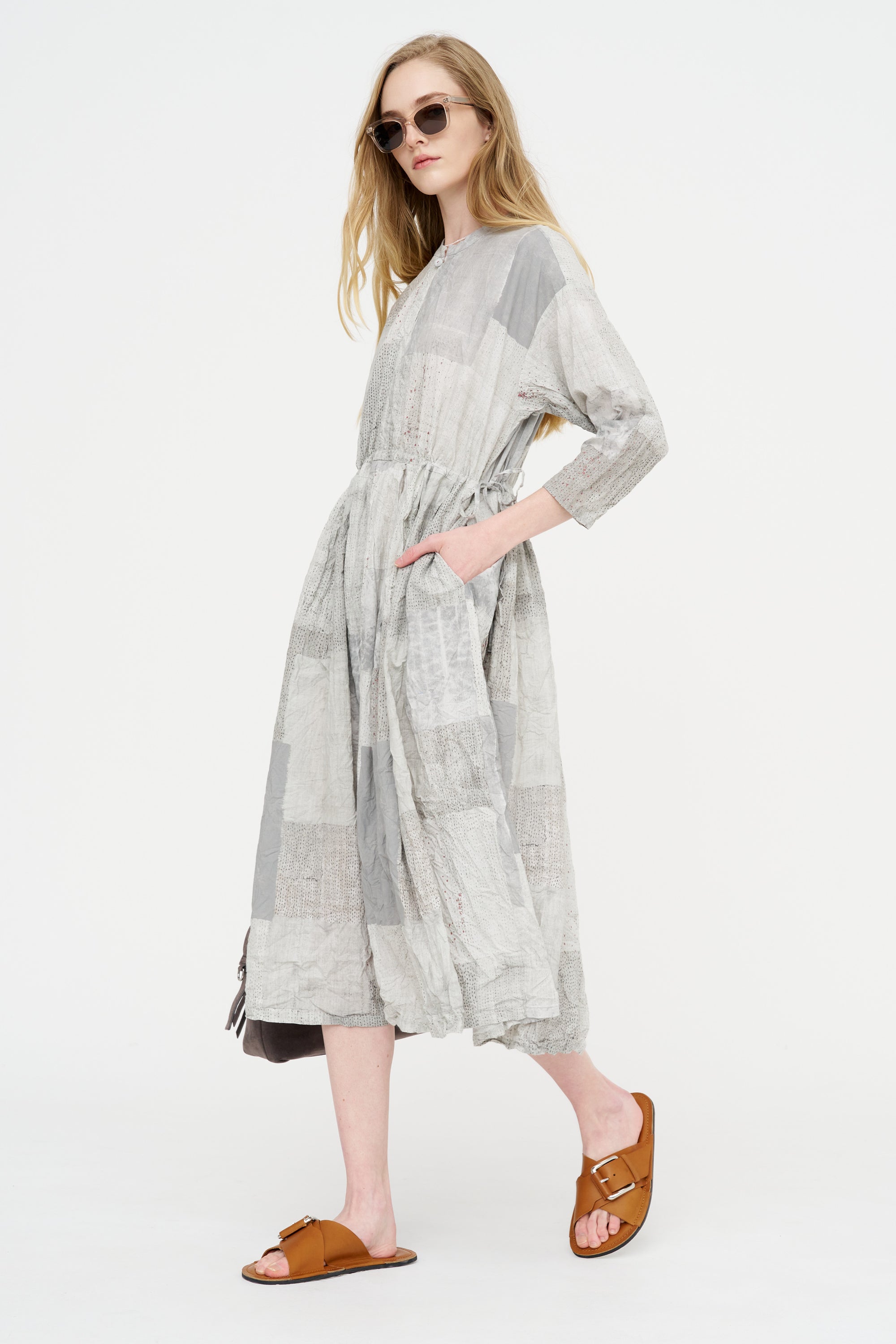 Tsugihagi Print Dress, Ivory