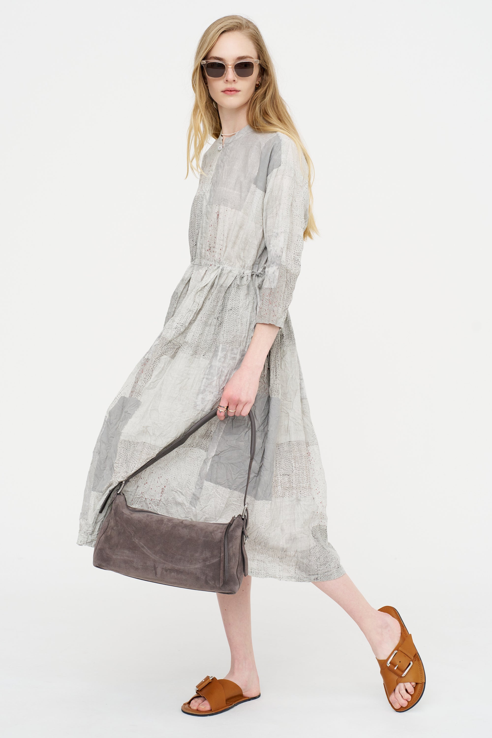 Tsugihagi Print Dress, Ivory