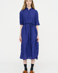 Blue Shirring Stripe Dress, Navy