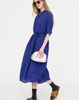 Blue Shirring Stripe Dress, Navy