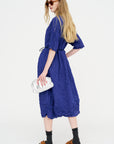 Blue Shirring Stripe Dress, Navy