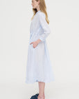 Washed Cotton Crinkle Dress, Saxe Blue