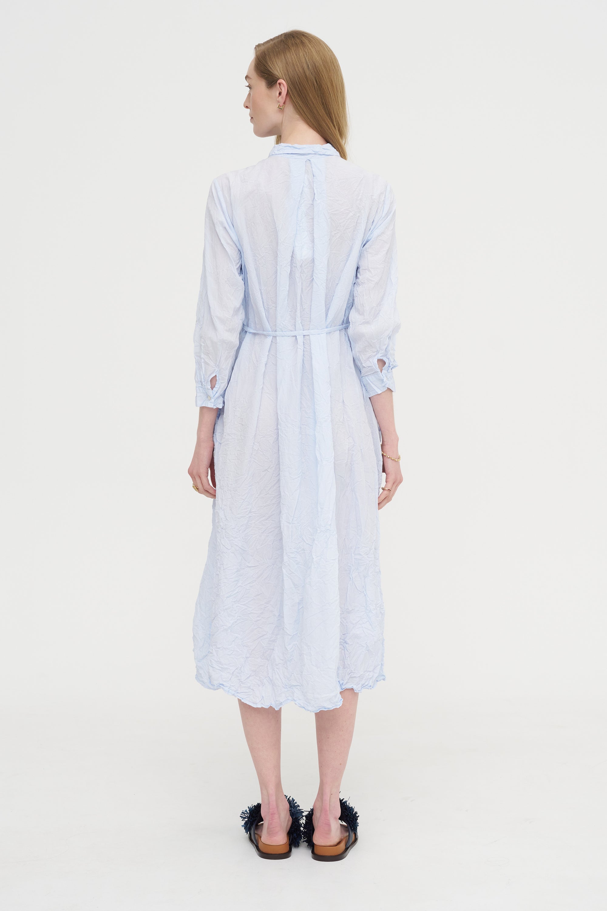 Washed Cotton Crinkle Dress, Saxe Blue