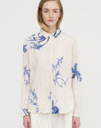 Japonism Flower Print Blouse, Ivory