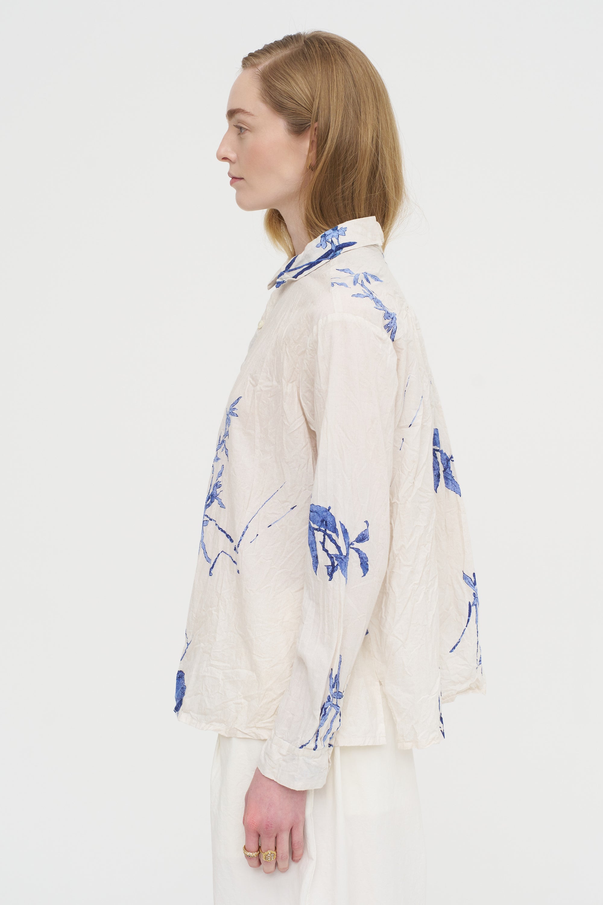 Japonism Flower Print Blouse, Ivory
