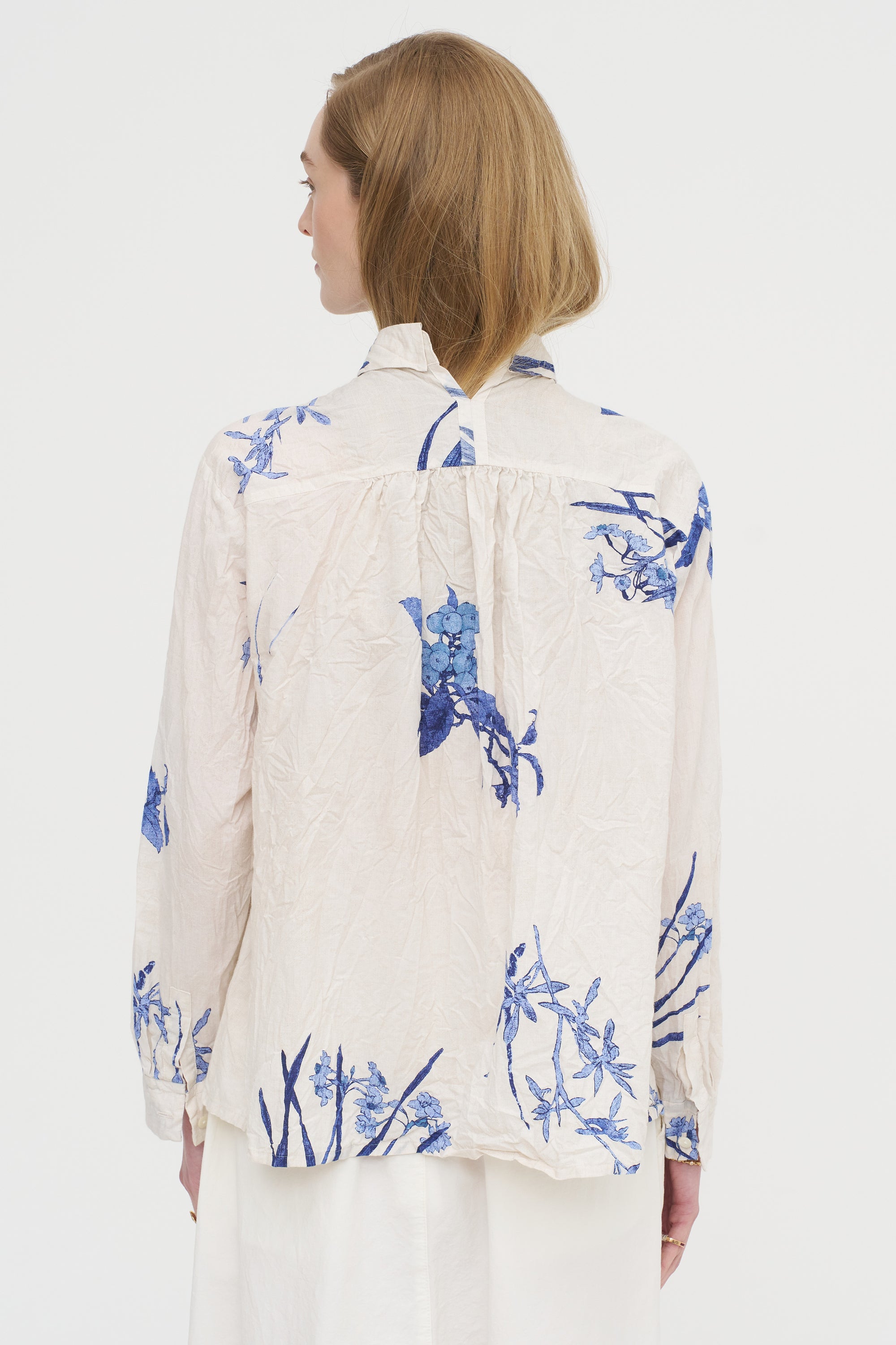Japonism Flower Print Blouse, Ivory