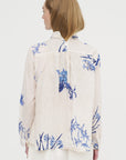 Japonism Flower Print Blouse, Ivory