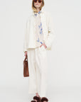 Japonism Flower Print Blouse, Ivory