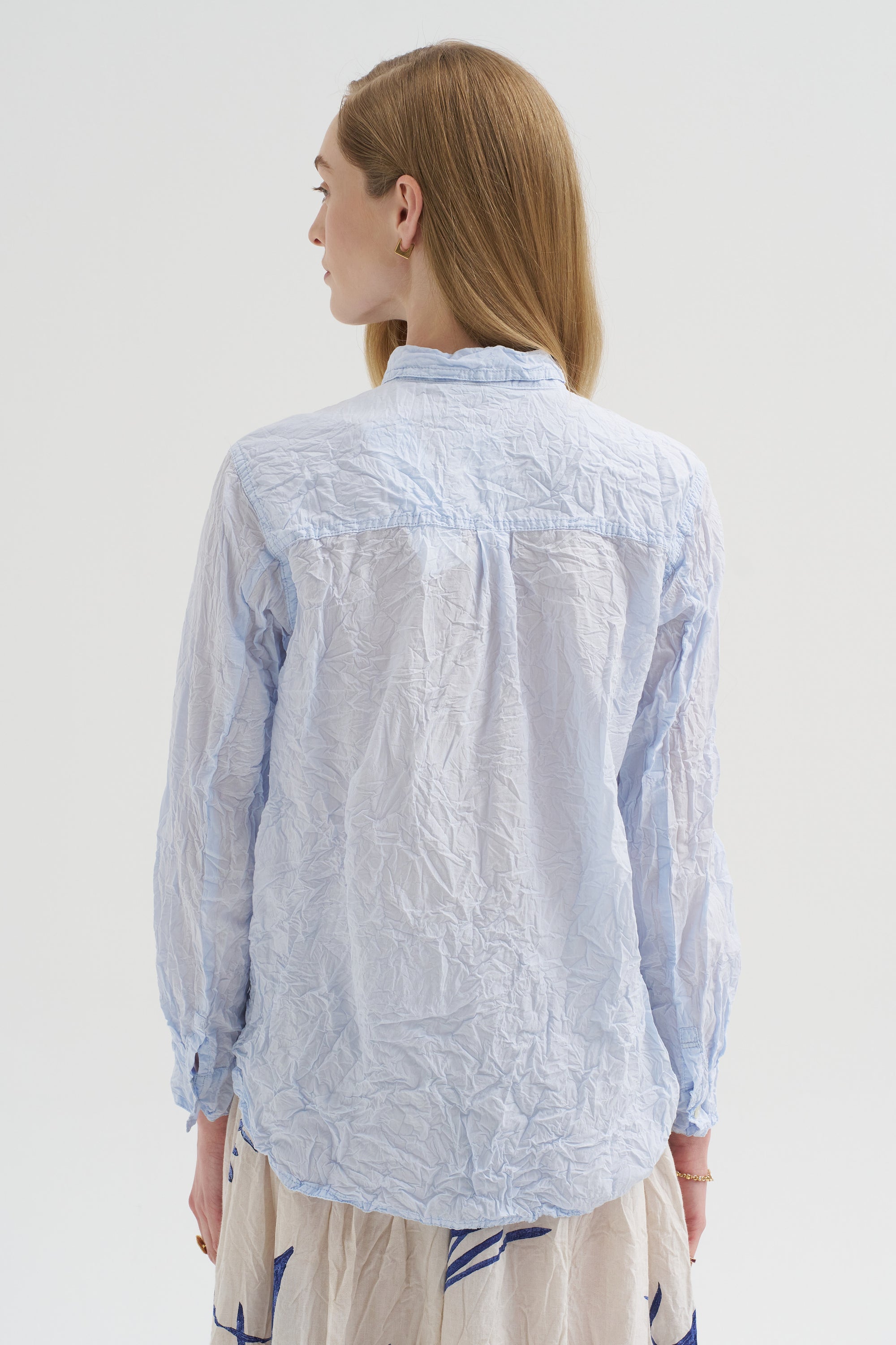 Washed Cotton Crinkle Classic Shirt, Saxe Blue