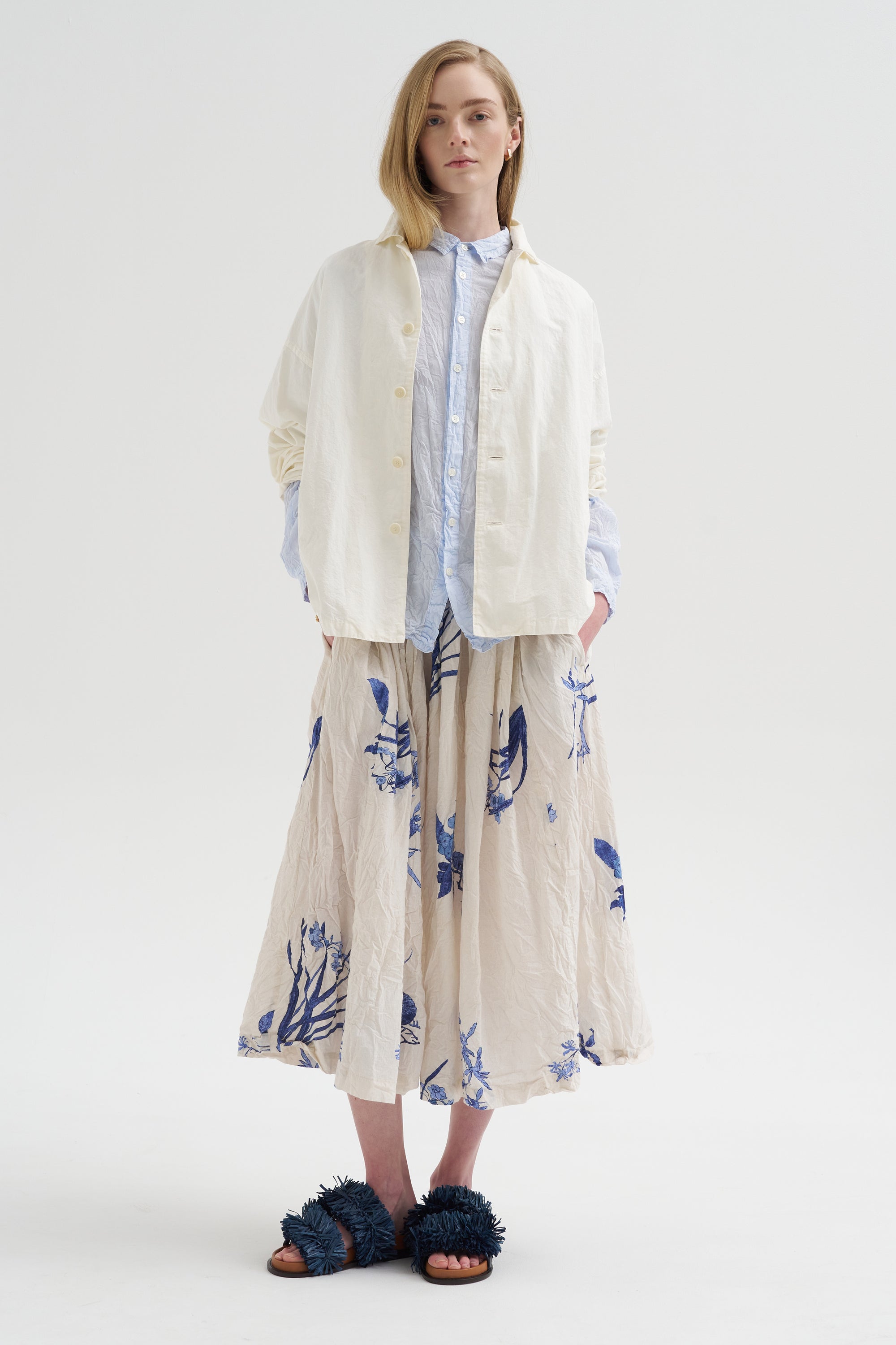 Washed Cotton Crinkle Classic Shirt, Saxe Blue