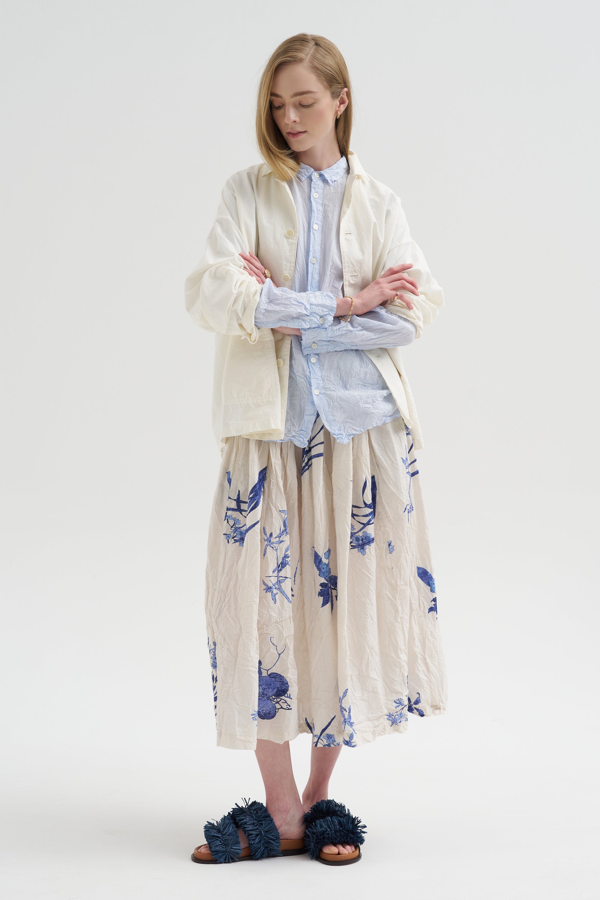Washed Cotton Crinkle Classic Shirt, Saxe Blue