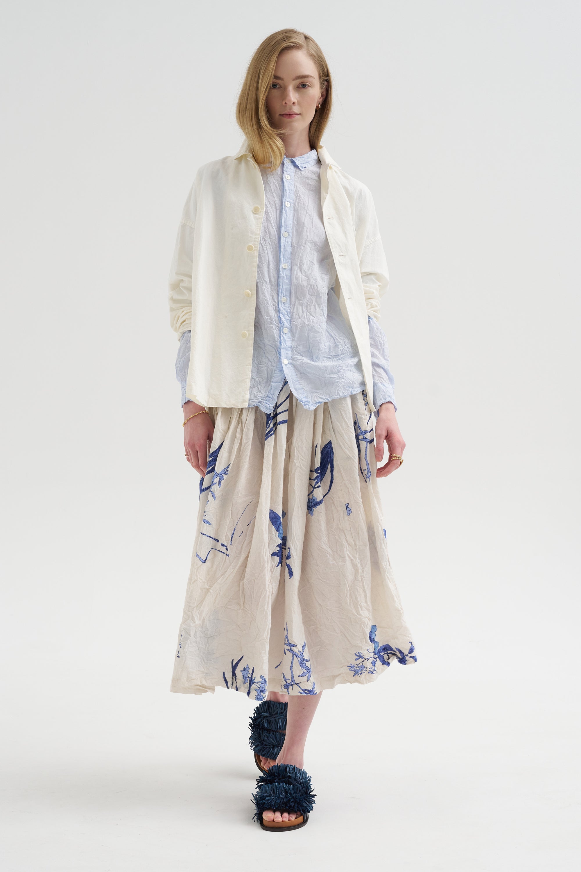 Washed Cotton Crinkle Classic Shirt, Saxe Blue