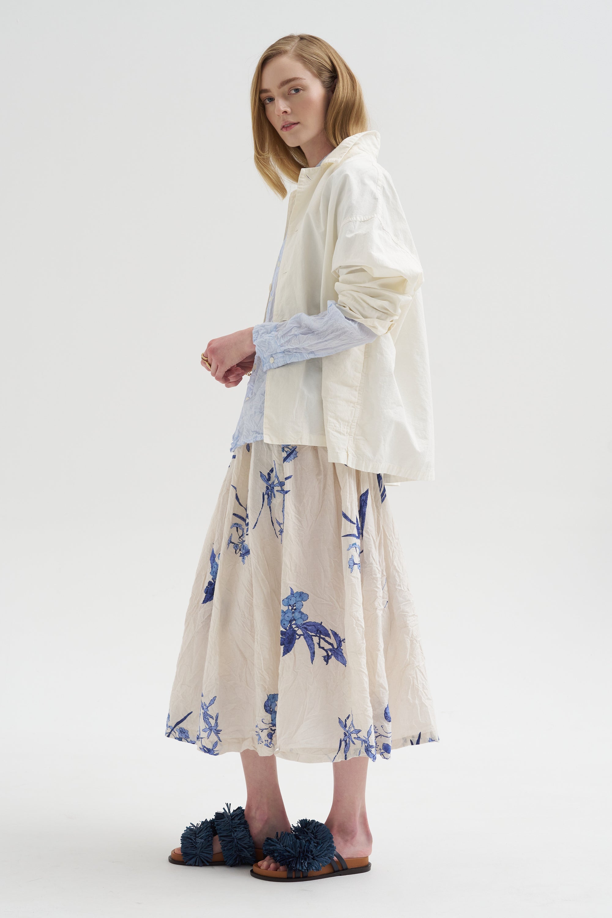 Washed Cotton Crinkle Classic Shirt, Saxe Blue