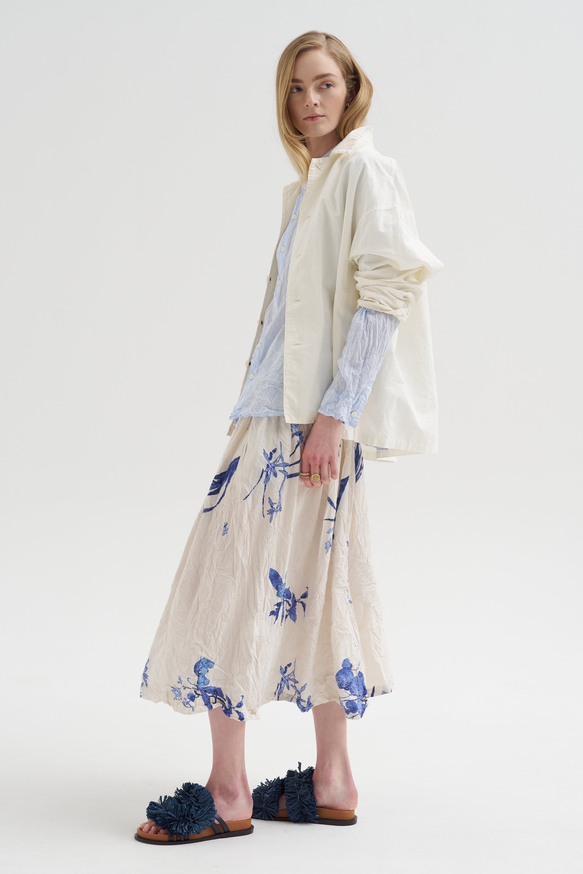 Washed Cotton Crinkle Classic Shirt, Saxe Blue