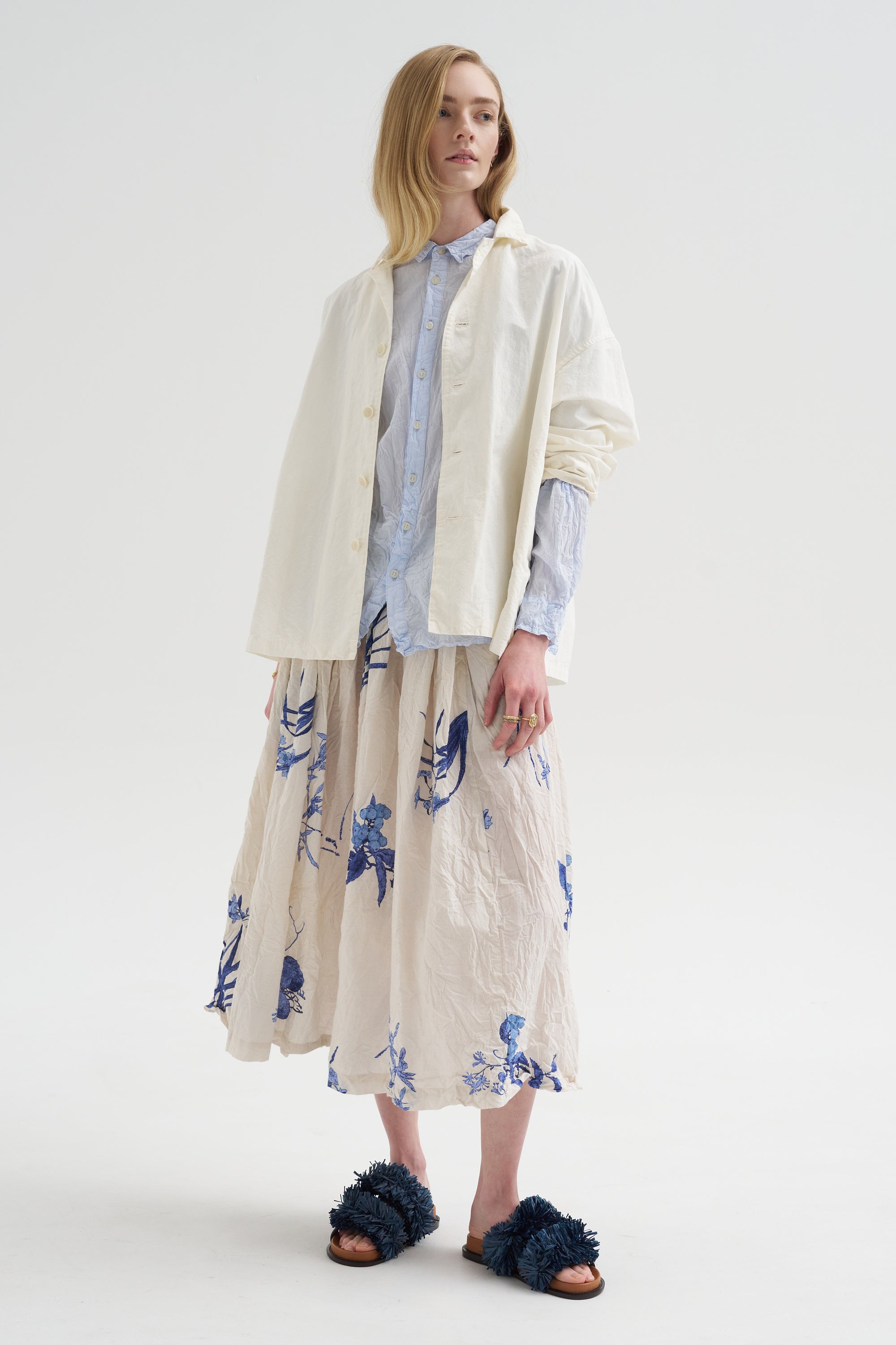 Washed Cotton Crinkle Classic Shirt, Saxe Blue