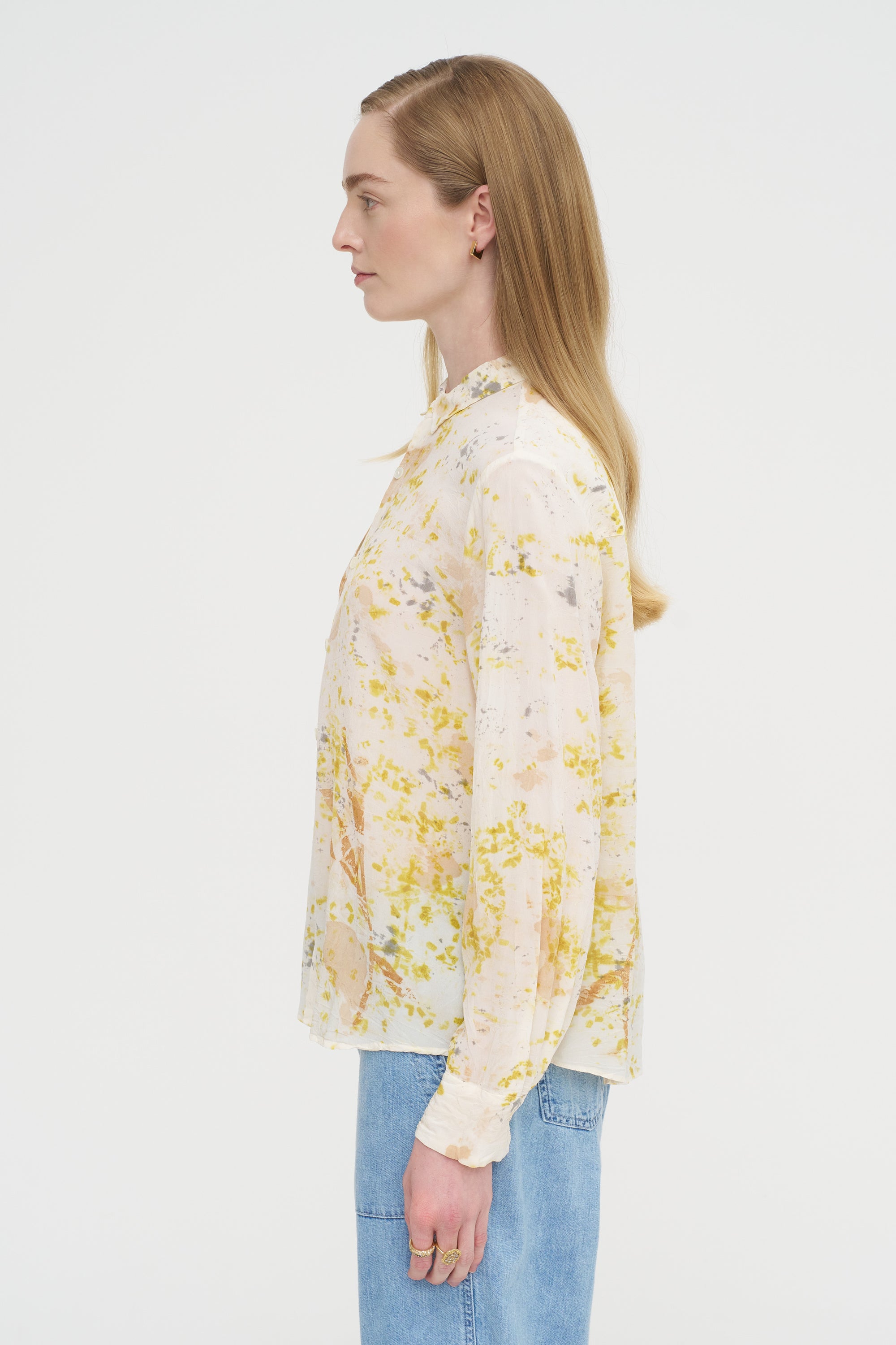 Silk Crepe Bundle Dye Blouse, Ivory