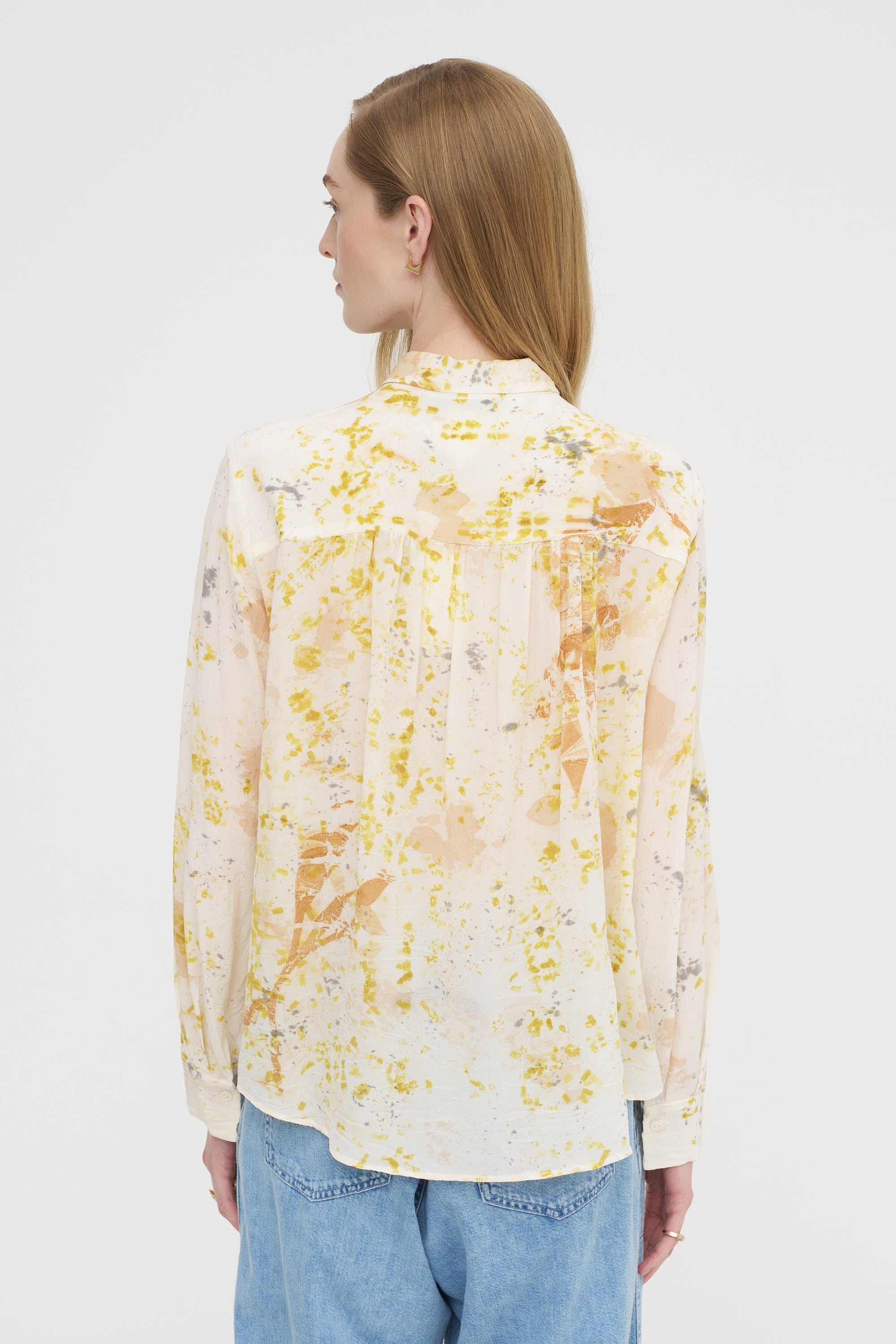 Silk Crepe Bundle Dye Blouse, Ivory