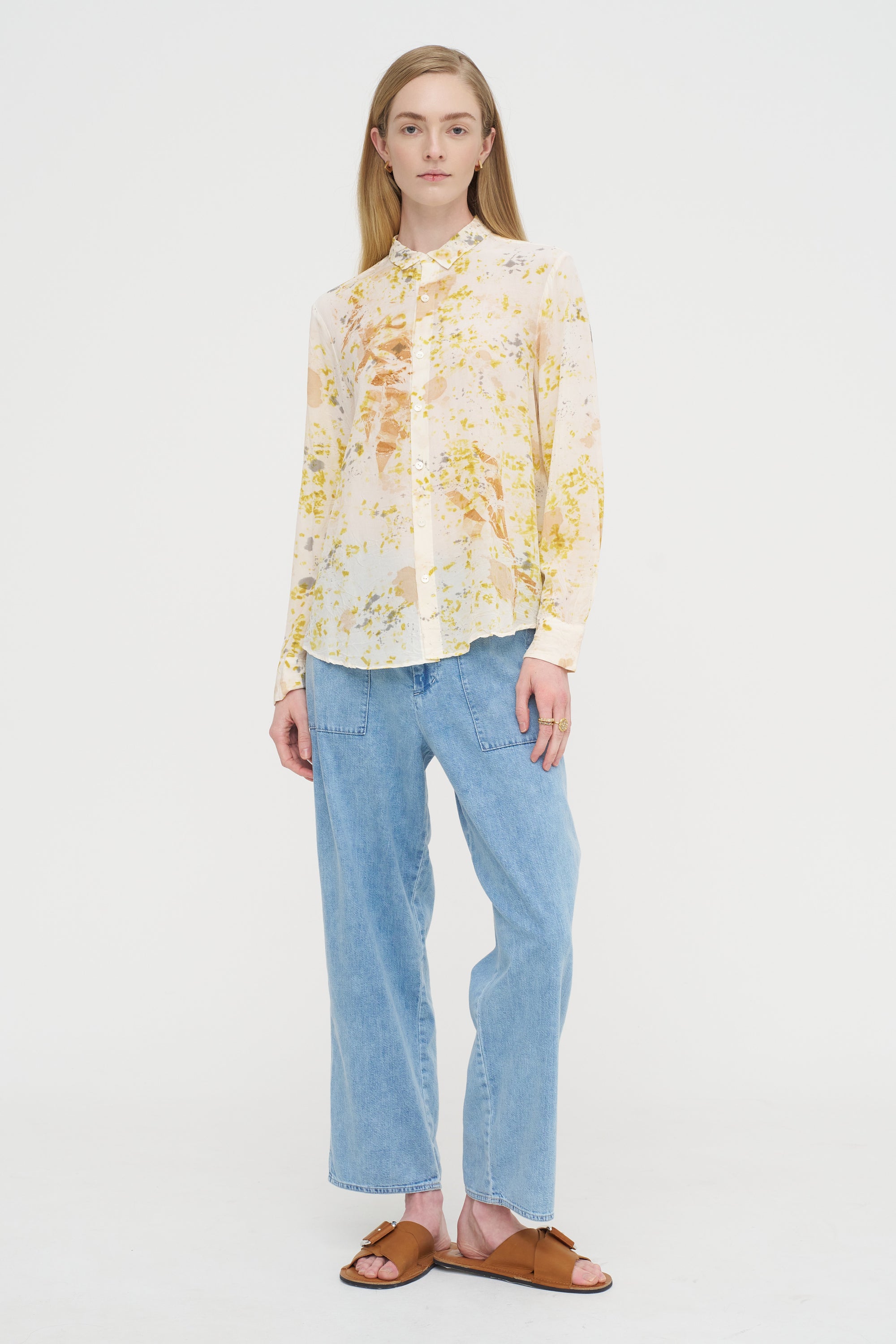 Silk Crepe Bundle Dye Blouse, Ivory